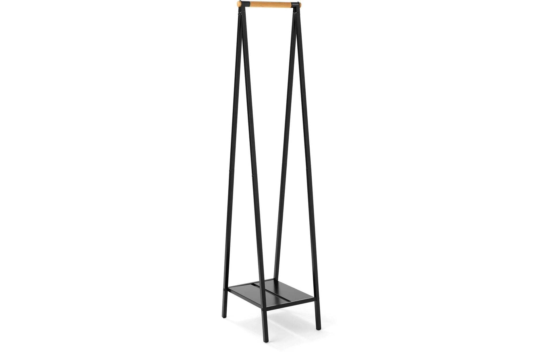 Brabantia Garderobenständer – mit Schuhhalter, Stahl/Holz, Schwarz, 34 × 47,6 × 170 cm