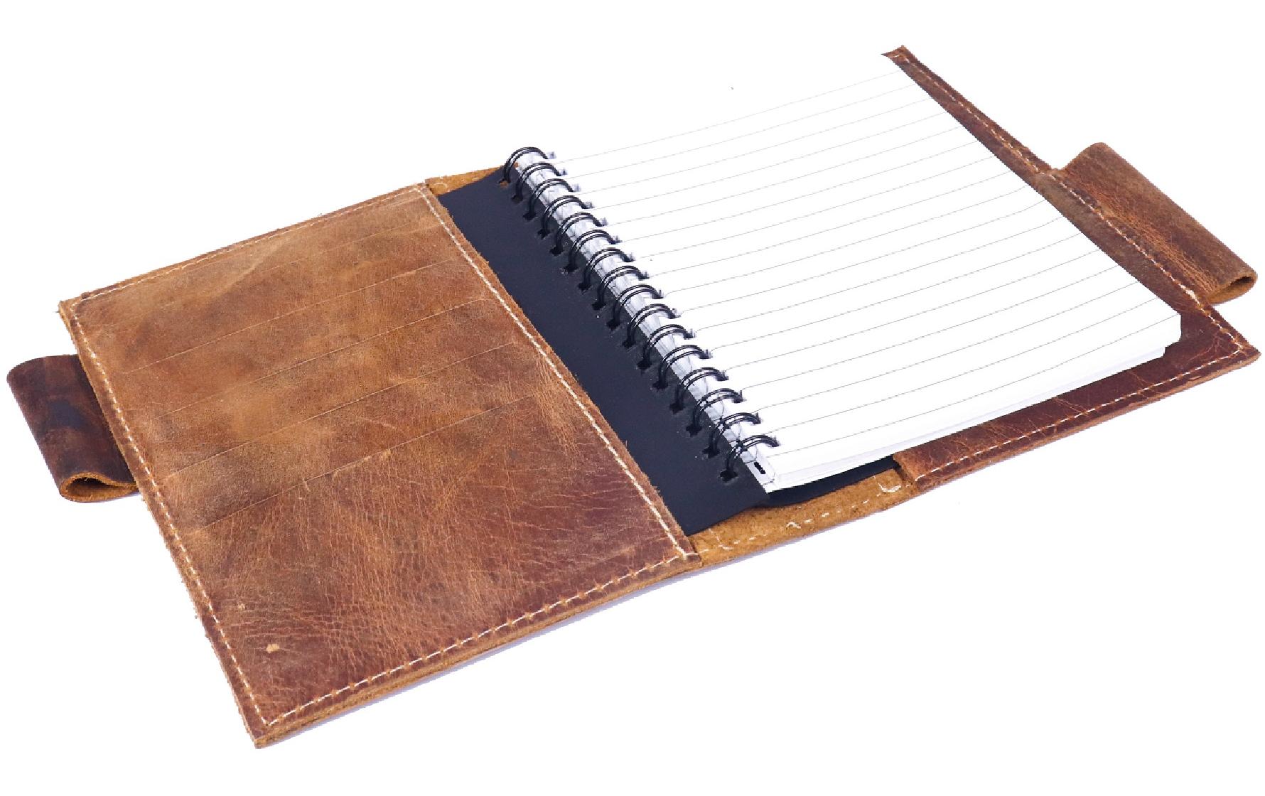 Alpenleder Notizbuch, A5, liniert, Spiralbindung – hellbraun