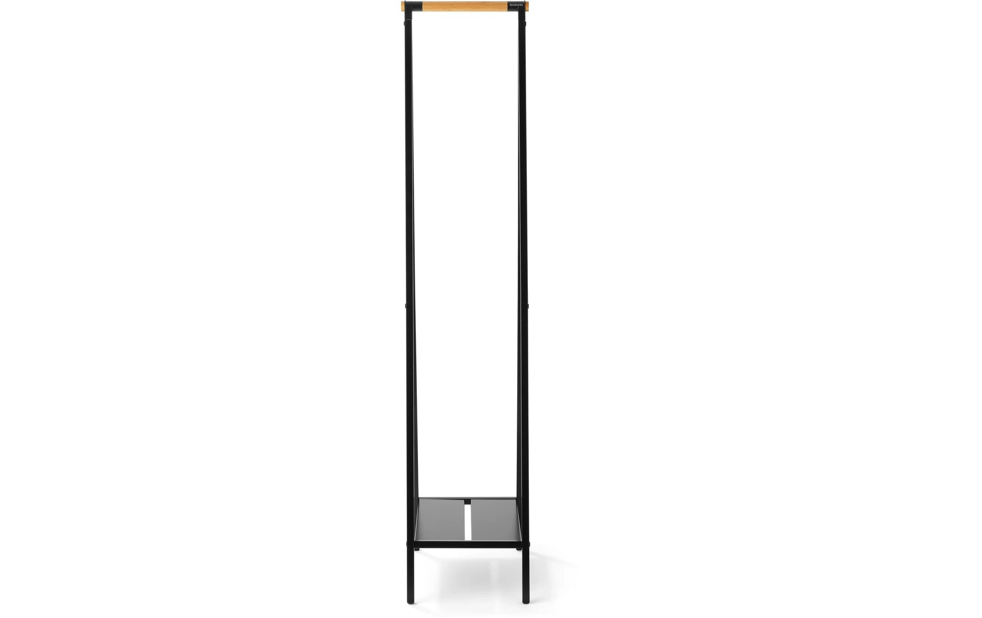 Brabantia Garderobenständer – mit Schuhhalter, Stahl/Holz, Schwarz, 34 × 47,6 × 170 cm