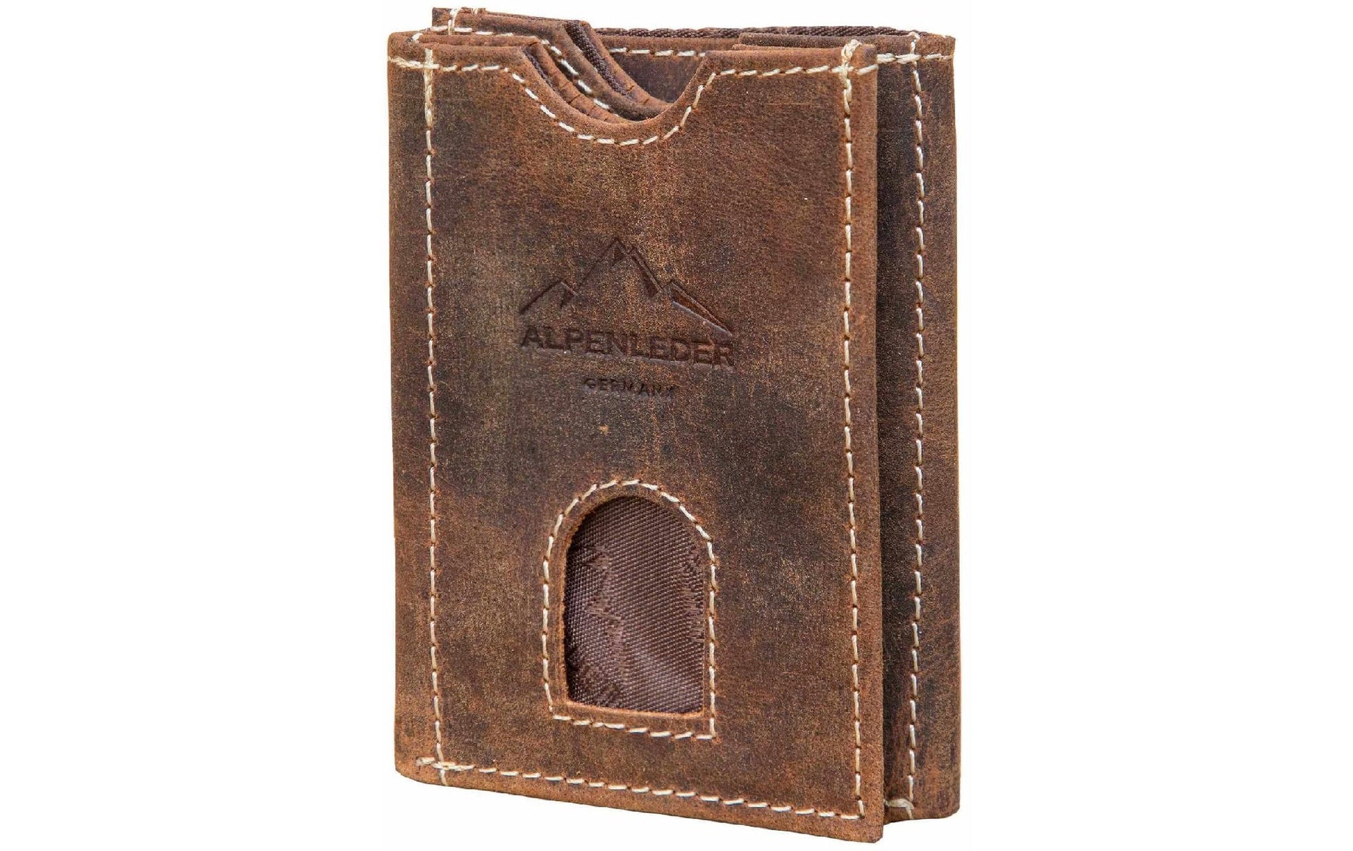 Alpenleder Brieftasche Pocket – 60 × 105 × 15 mm – Old Havanna – Leder