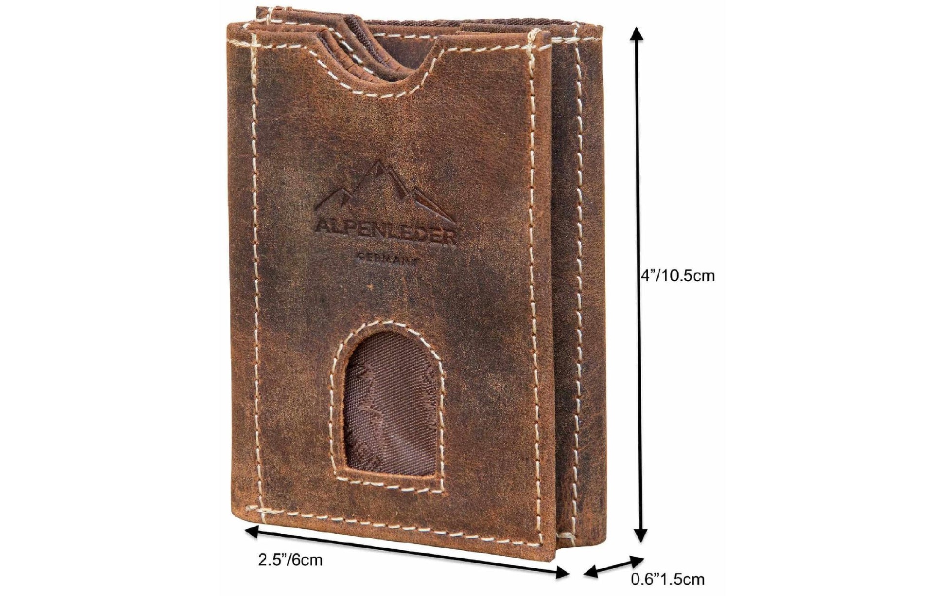 Alpenleder Brieftasche Pocket – 60 × 105 × 15 mm – Old Havanna – Leder