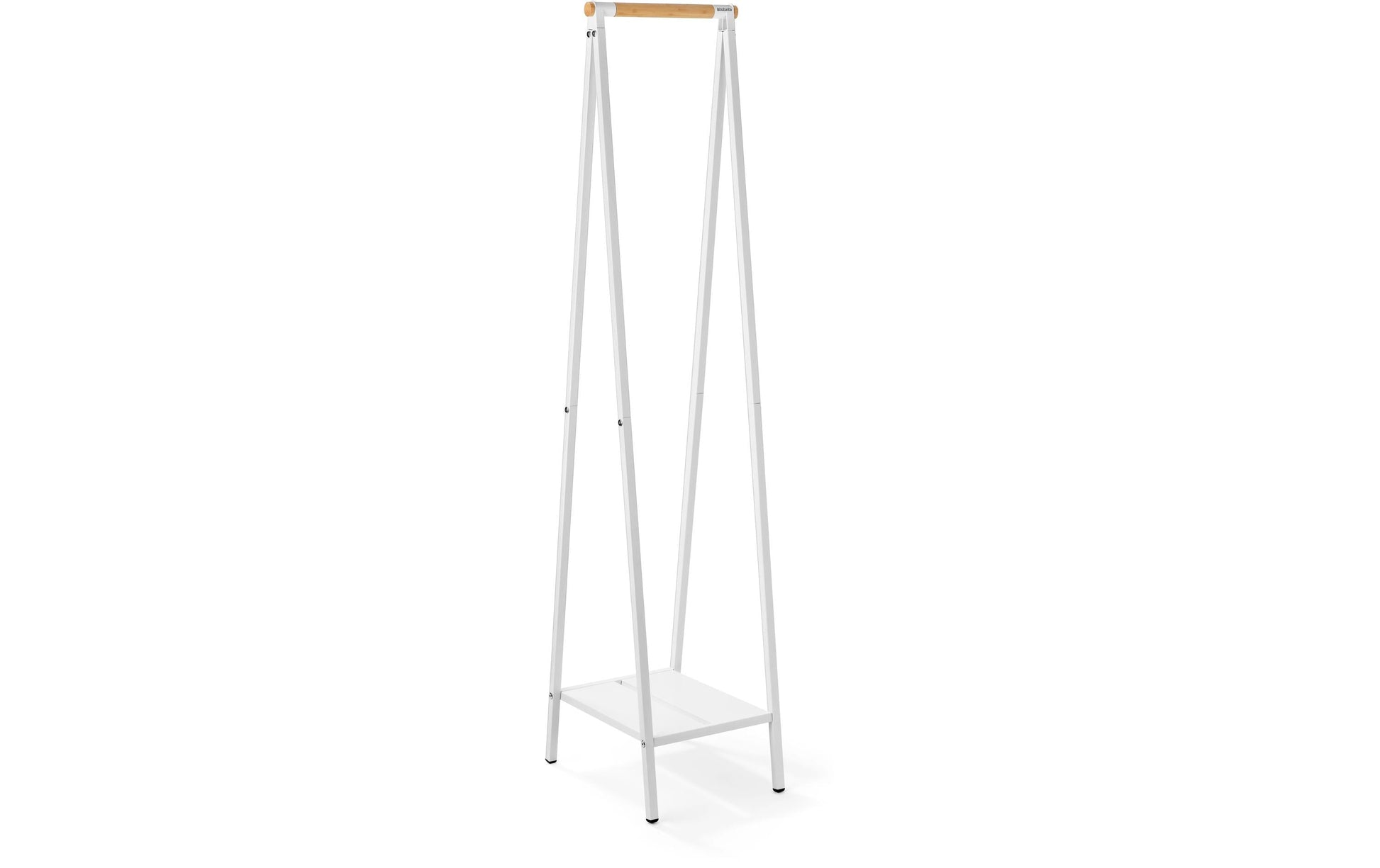 Brabantia Garderobenständer – mit Schuhhalter, Stahl/Holz, Weiss, 34 × 47,6 × 170 cm