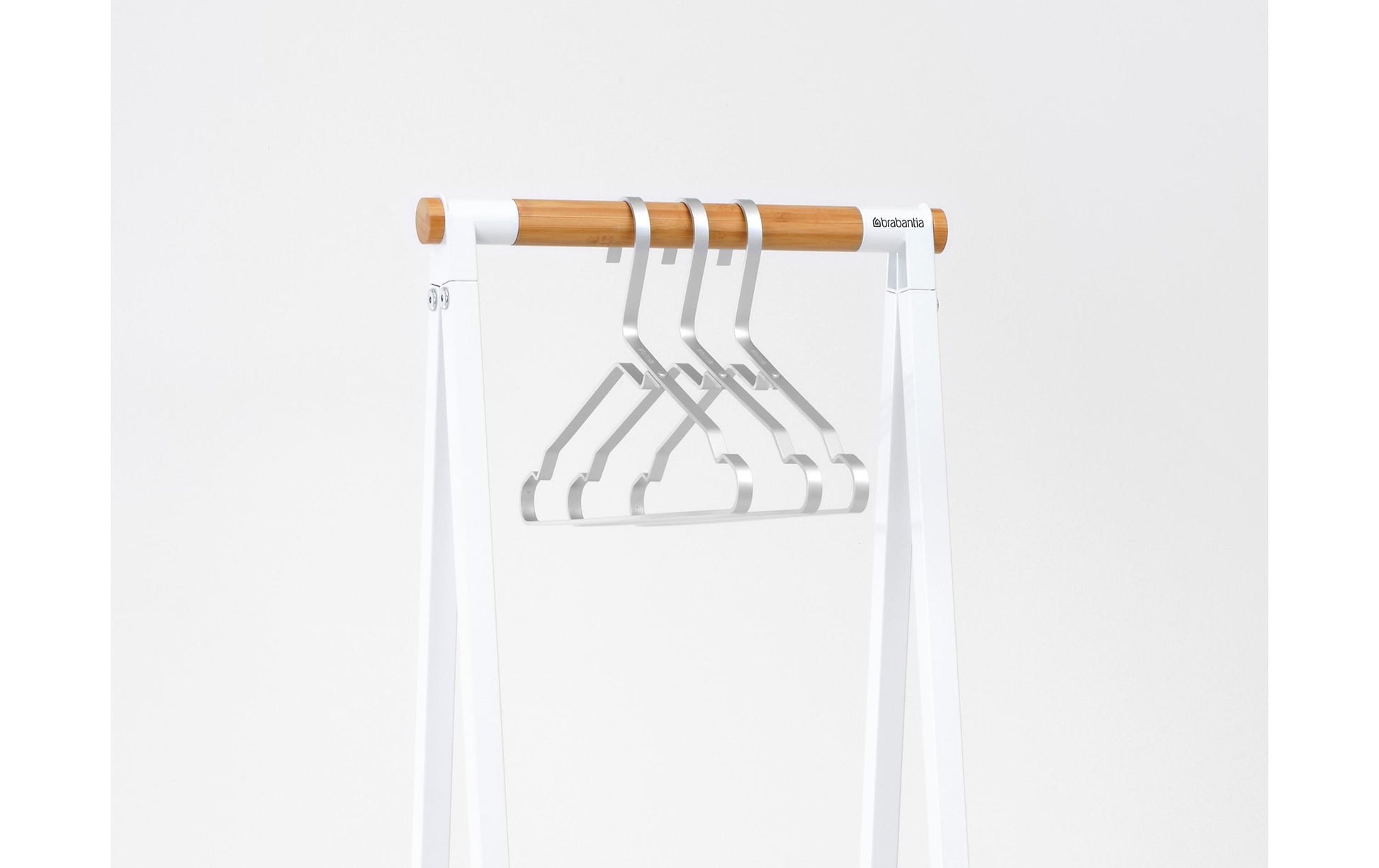 Brabantia Garderobenständer – mit Schuhhalter, Stahl/Holz, Weiss, 34 × 47,6 × 170 cm