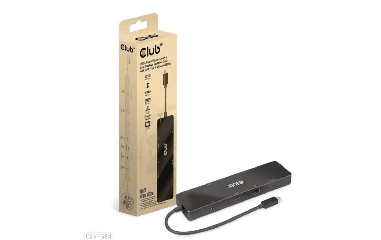 CLUB3D Club 3D Dockingstation – USB-C, 1× DP, 1× HDMI, 2× USB-A, 100 W PD, GbE, für Universal