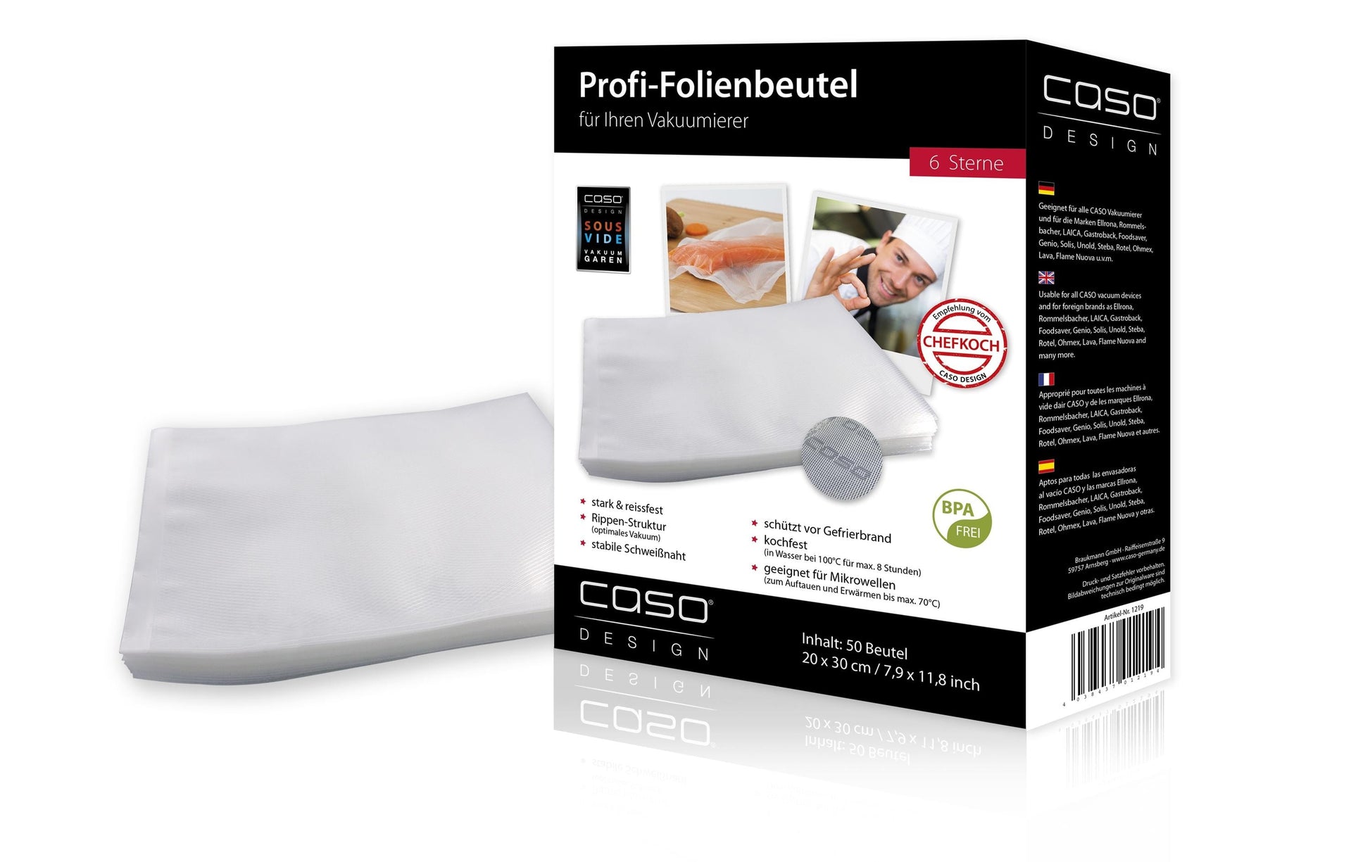 Caso Vakuumierbeutel – 20 × 30 cm, 50 Beutel