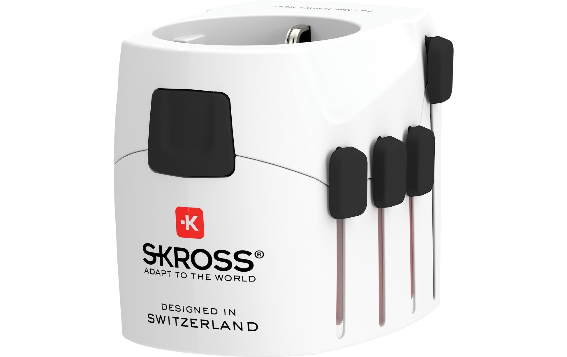 Skross PRO World 7A Reiseadapter Europa zu Brasilien – 1750 W, geerdet – für 2- und 3-polige Geräte