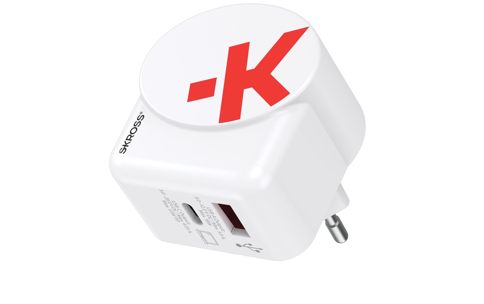 Skross AC65PD Ladegerät (EU) – 1× USB-C + 1× USB-A, PD, GaN – für Digitalkamera, E-Book-Reader, Laptop und mehr