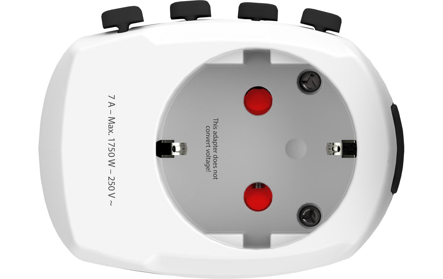 Skross PRO World 7A Reiseadapter Europa zu Brasilien – 1750 W, geerdet – für 2- und 3-polige Geräte