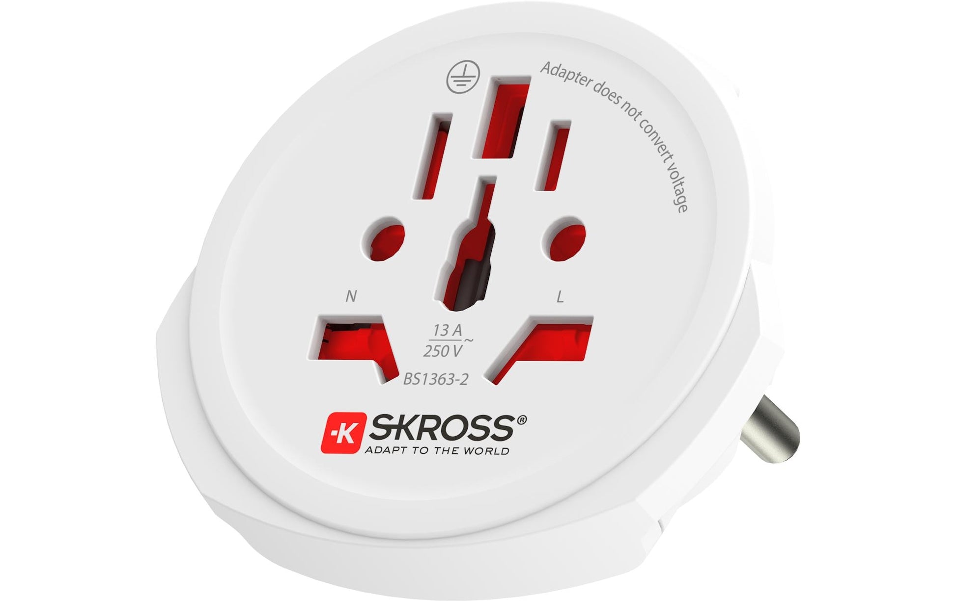 Skross PRO World 7A Reiseadapter Europa zu Brasilien – 1750 W, geerdet – für 2- und 3-polige Geräte