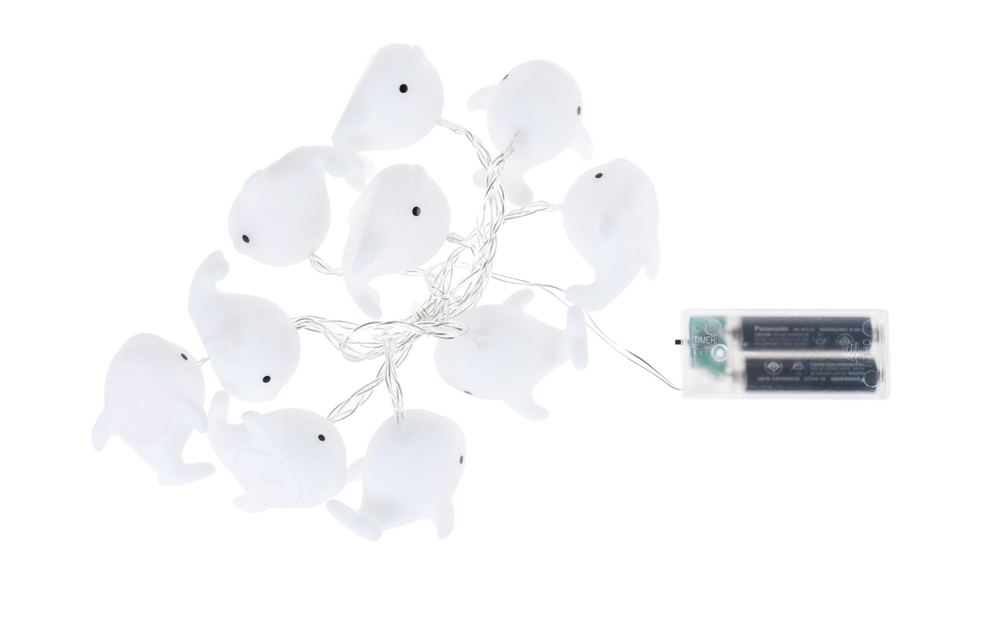 COCON Lichterkette Delphin – Starterset, 1,65 m, Warmweiss, Weiss, Batteriebetrieb, Timer, 6 h Laufzeit