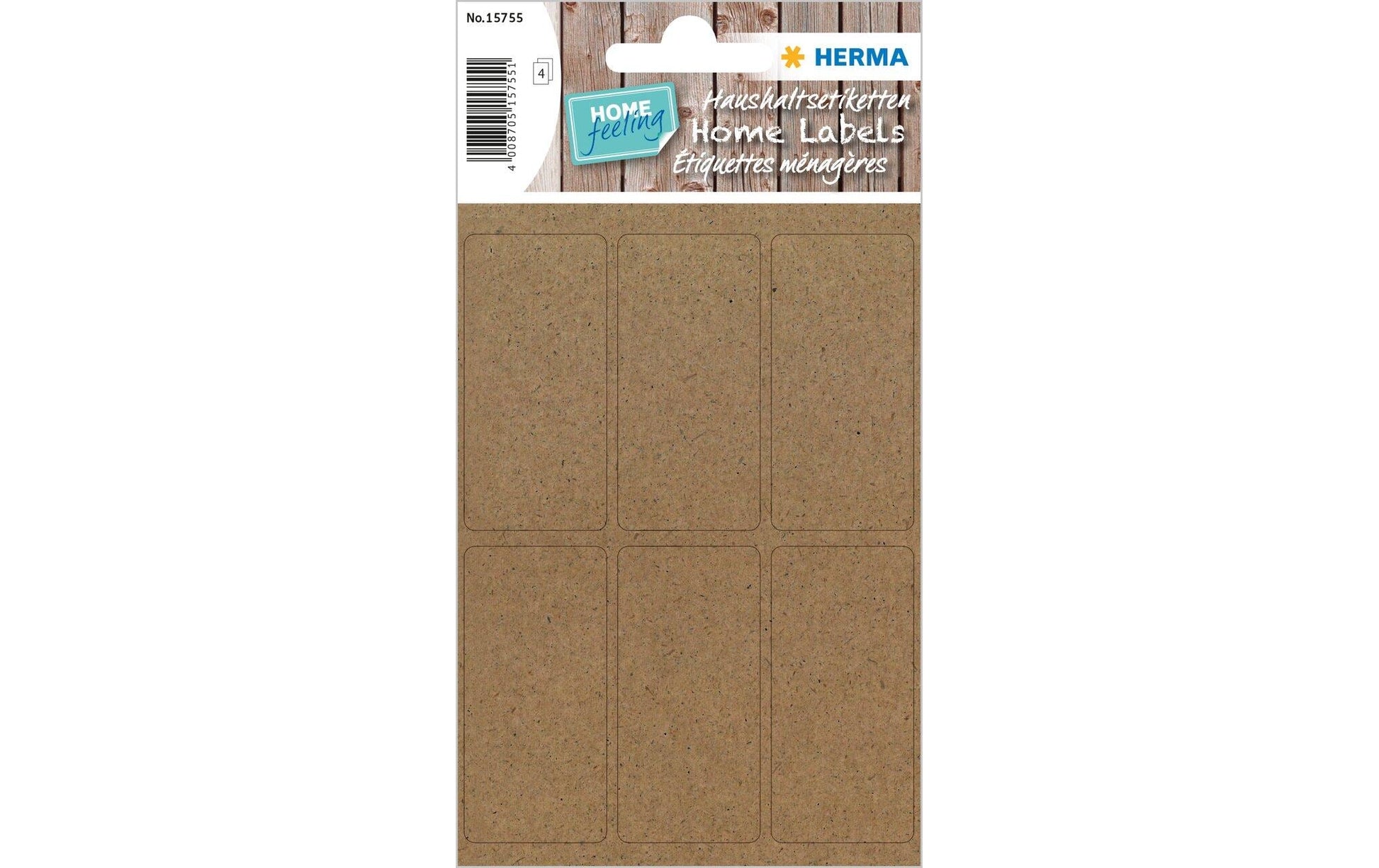 HERMA Haftetiketten – rechteckig 26 × 54 mm, permanent, braun, 4 Blatt (24 Stk.)