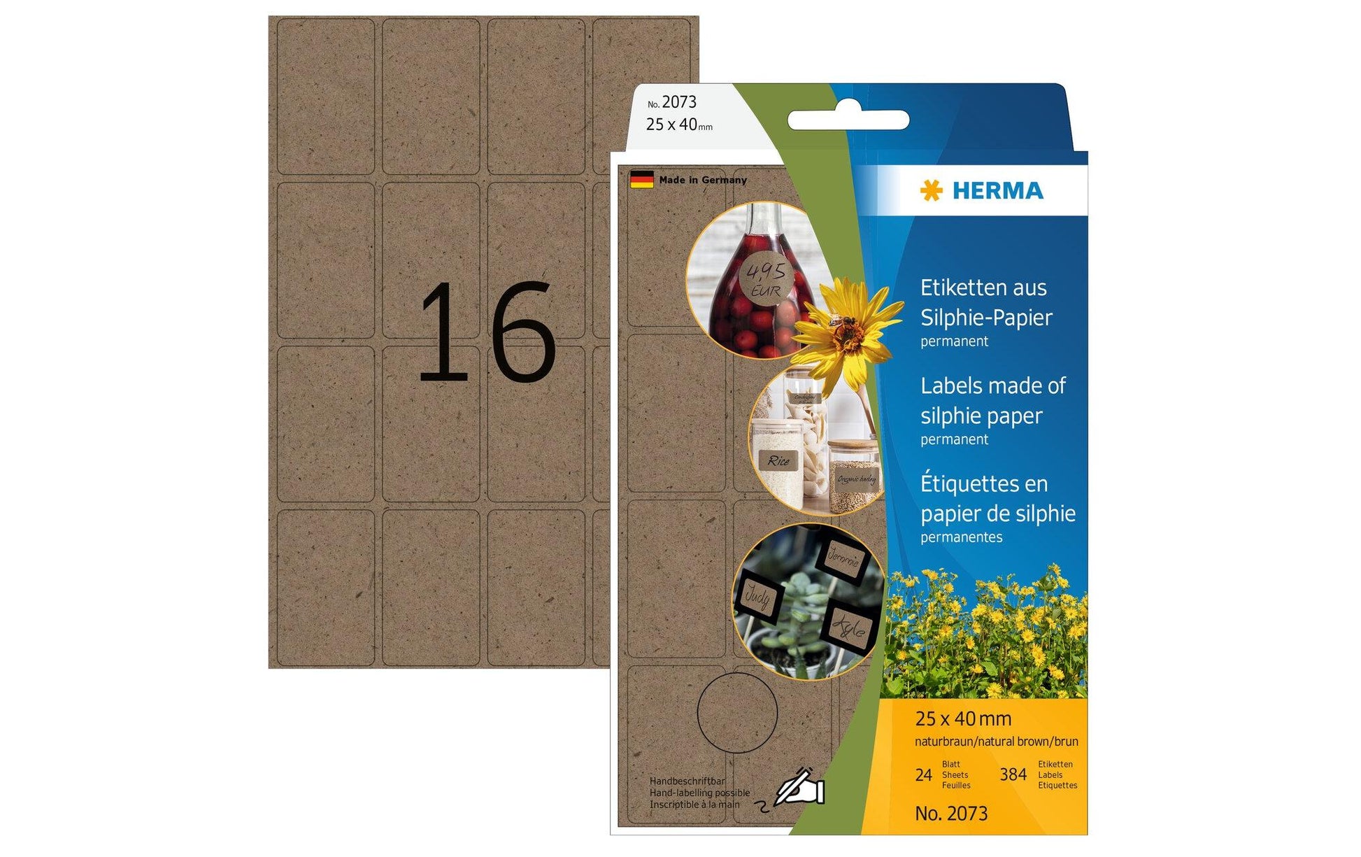 HERMA Schuletiketten – 25 × 40 mm, abgerundete Ecken, 384 Stk, 24 Bogen, Papier, permanent haftend