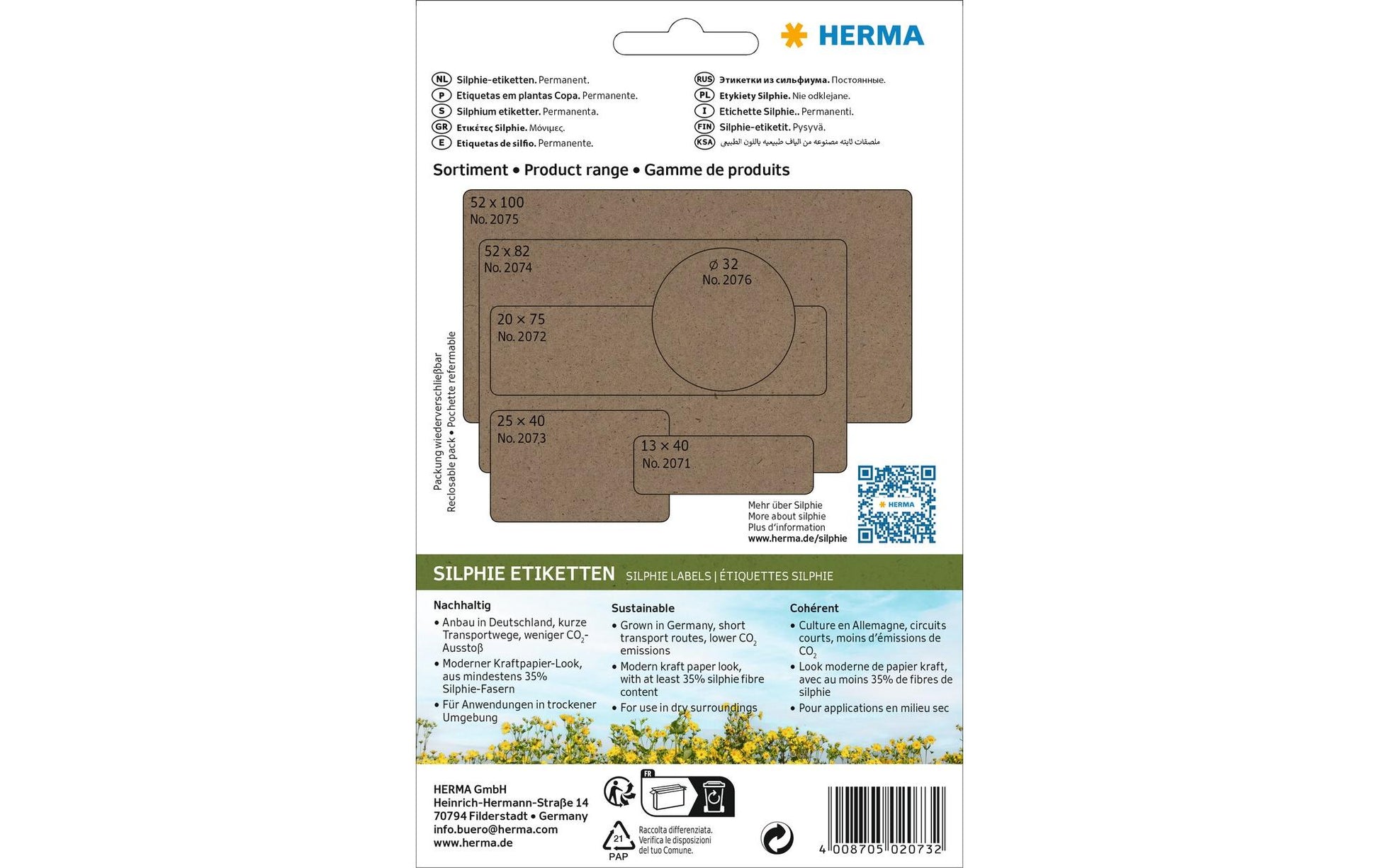 HERMA Schuletiketten – 25 × 40 mm, abgerundete Ecken, 384 Stk, 24 Bogen, Papier, permanent haftend