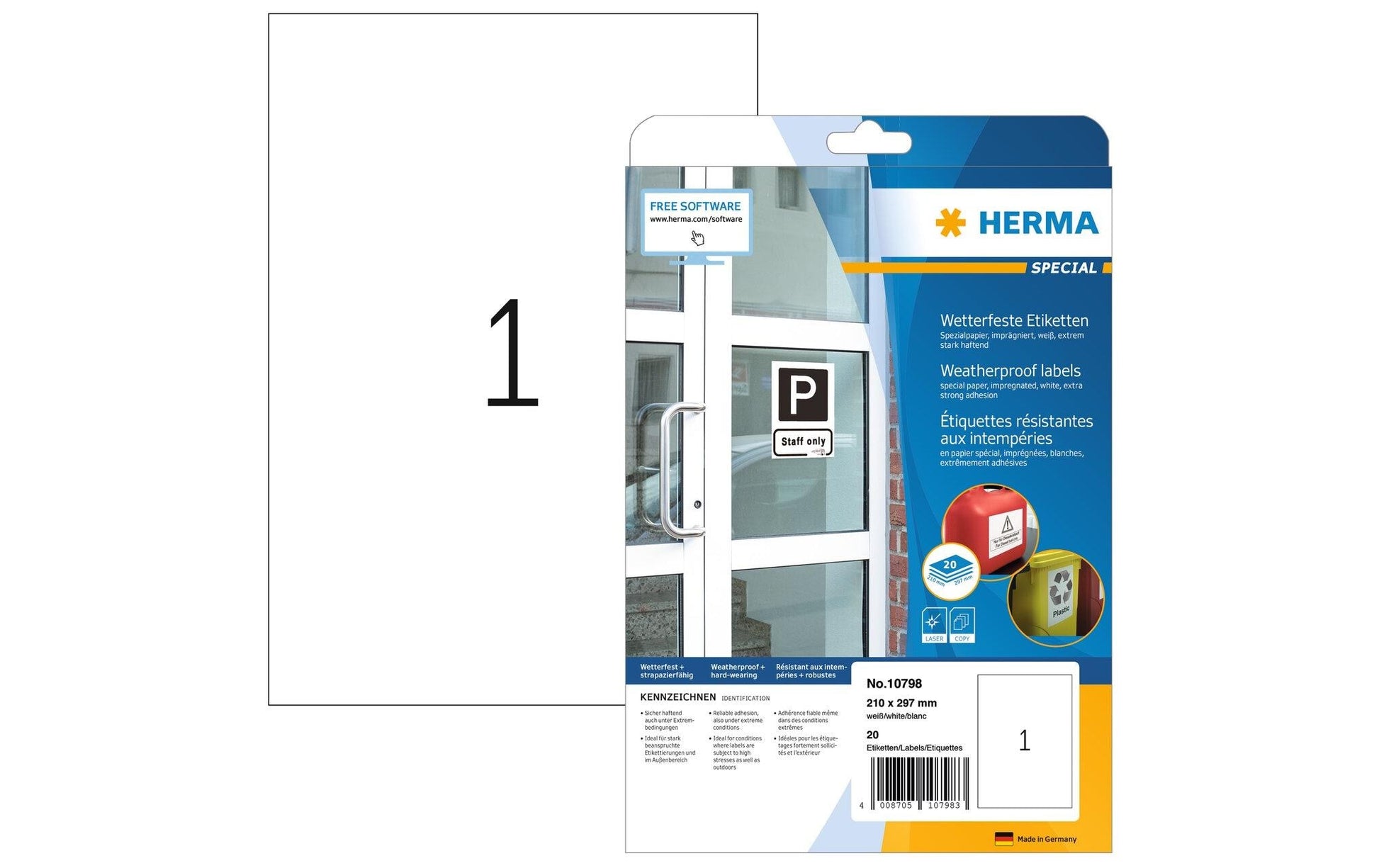 HERMA Schuletiketten – 210 × 297 mm, 20 Bogen, Folie
