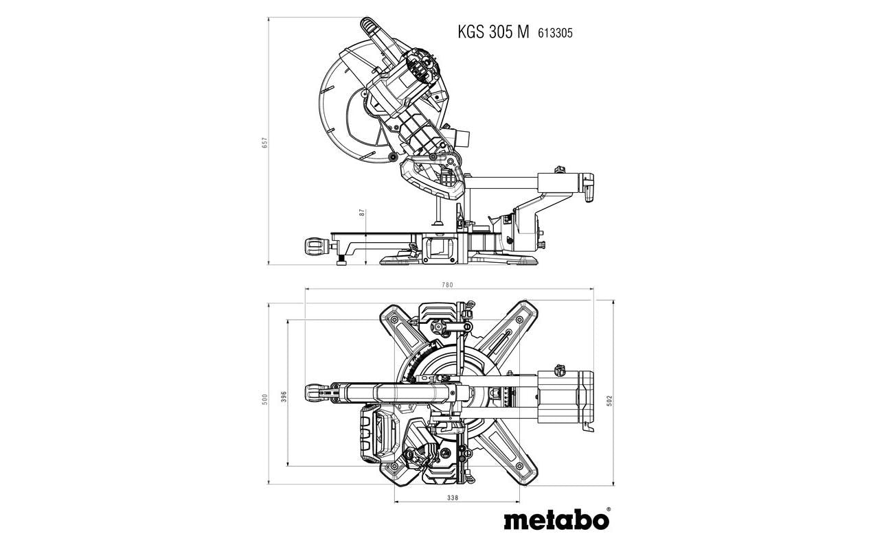 Metabo KGS 305 M Kappsäge – 2000 W – Ø 305 mm, Bohrung 30 mm – 3700 U/min – Solo