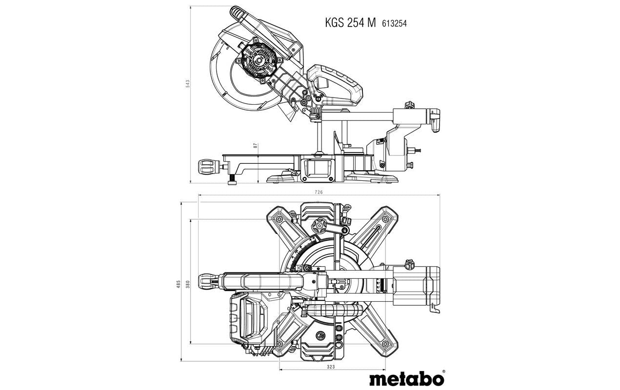 Metabo Kappsäge KGS 254 M – 1 800 W – Spindelhals – Sägeblatt-Ø 254 mm – Ohne Zubehör