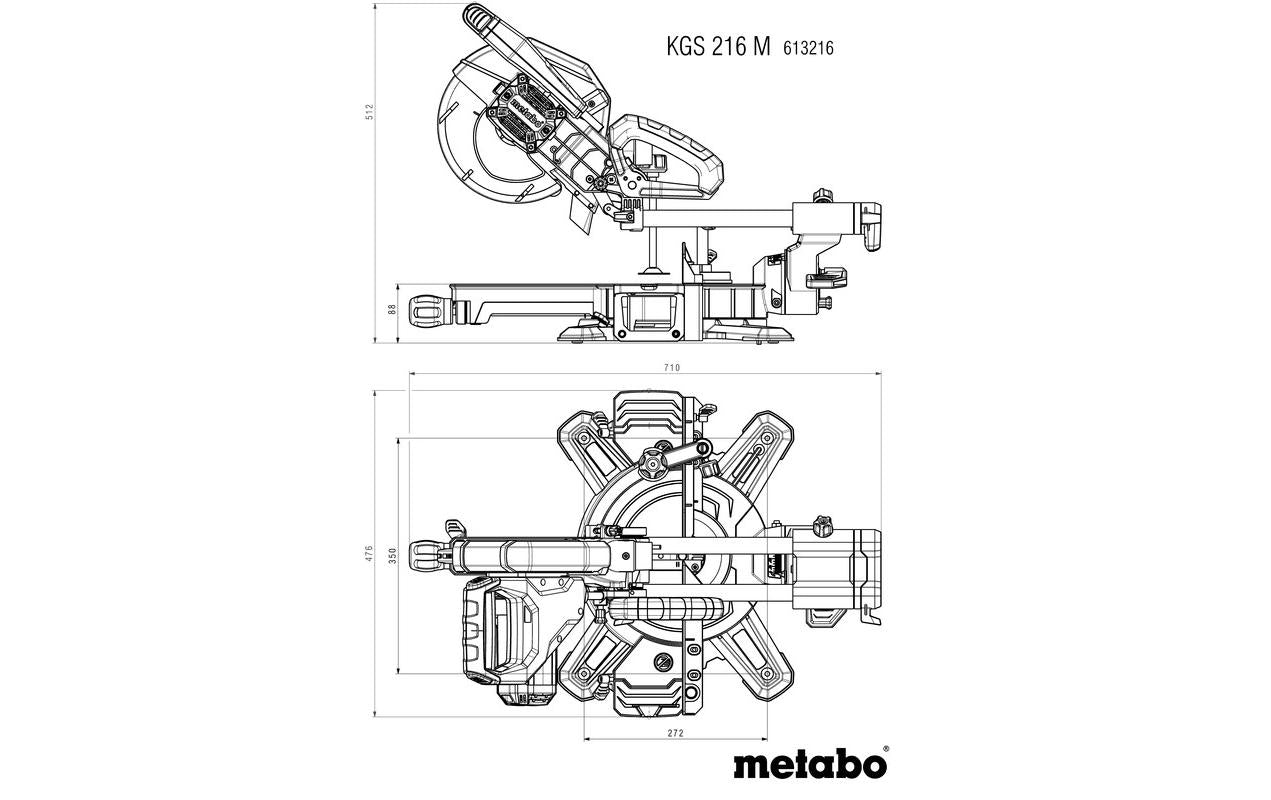Metabo Kappsäge KGS 216 M – 1 500 W – Sägeblatt-Ø 216 mm – inkl. Sägeblatt & Staubbeutel