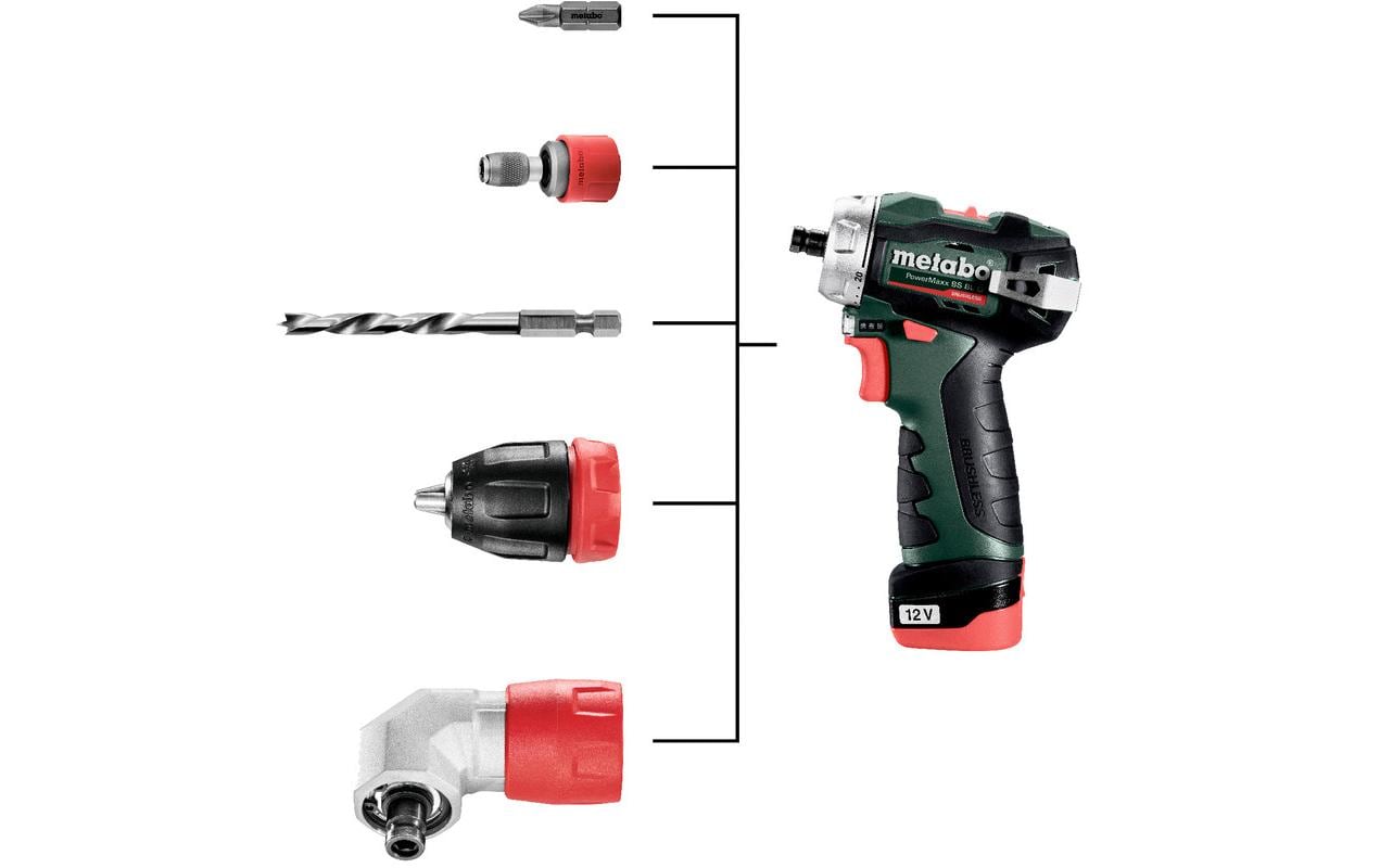 Metabo Akku-Bohrschrauber PowerMaxx BS Basic BLQ – 12 V (Metabo 12V-System) – Schnellspannbohrfutter – mit Akku