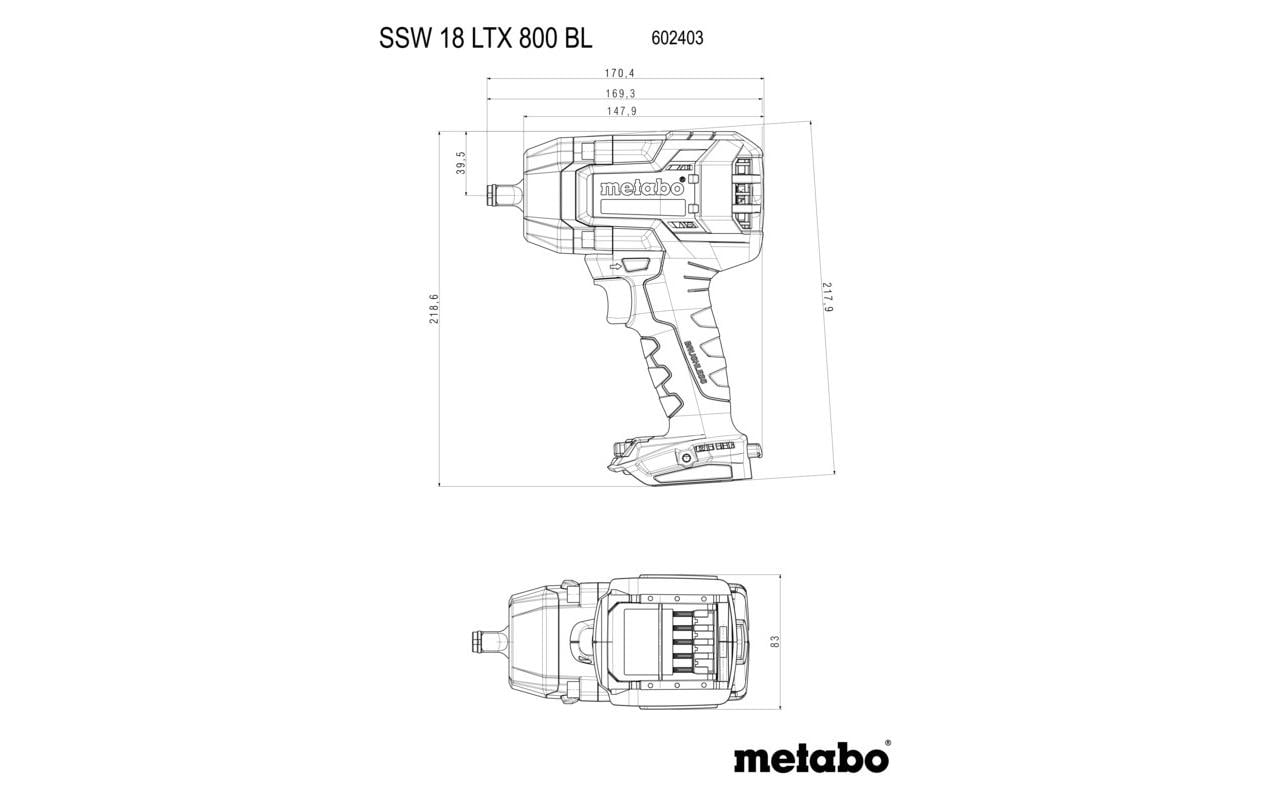 Metabo Schlagschrauber SSW 18 LTX 800 BL – 18 V (CAS) – 1/2" Vierkantaufnahme – 800 Nm – Solo
