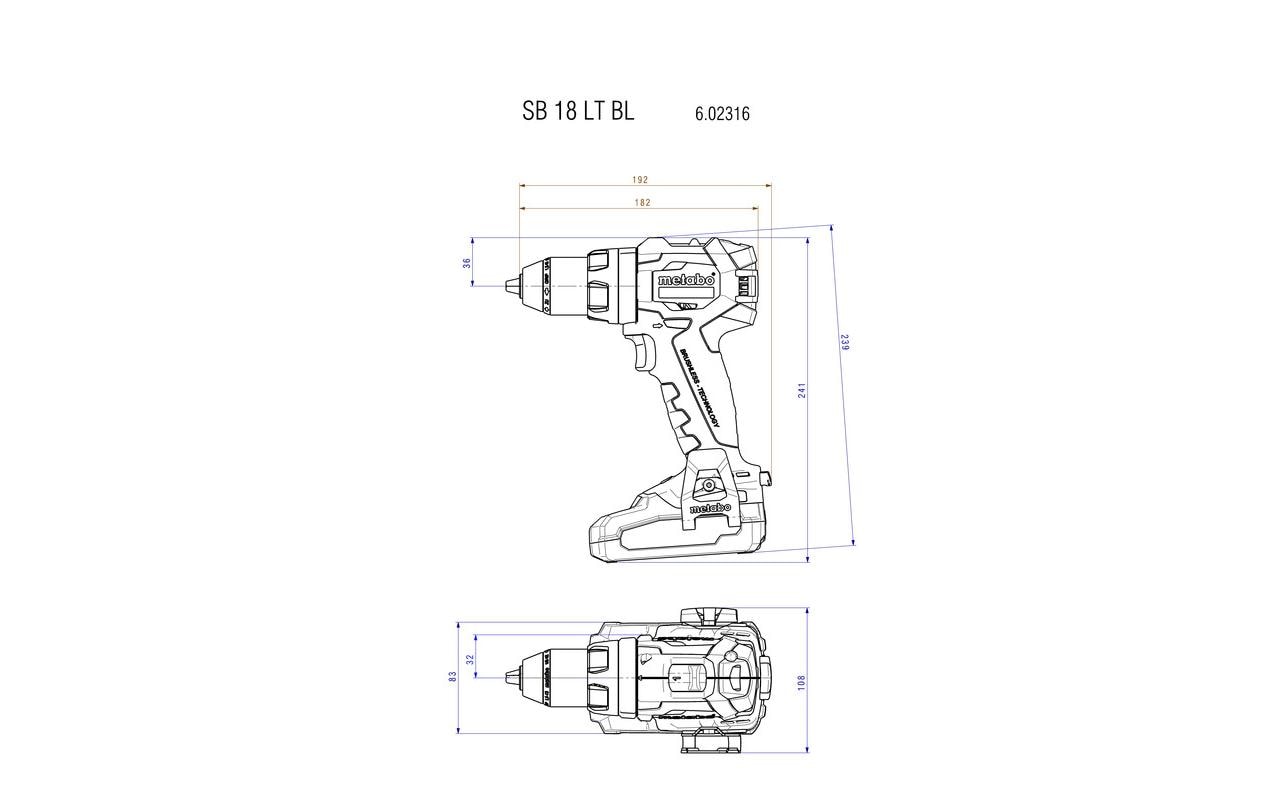 Metabo Schlagbohrschrauber LTBL – 18 V (CAS) – Schnellspannbohrfutter (Ø 13 mm) – 2×4,0 Ah & Ladegerät