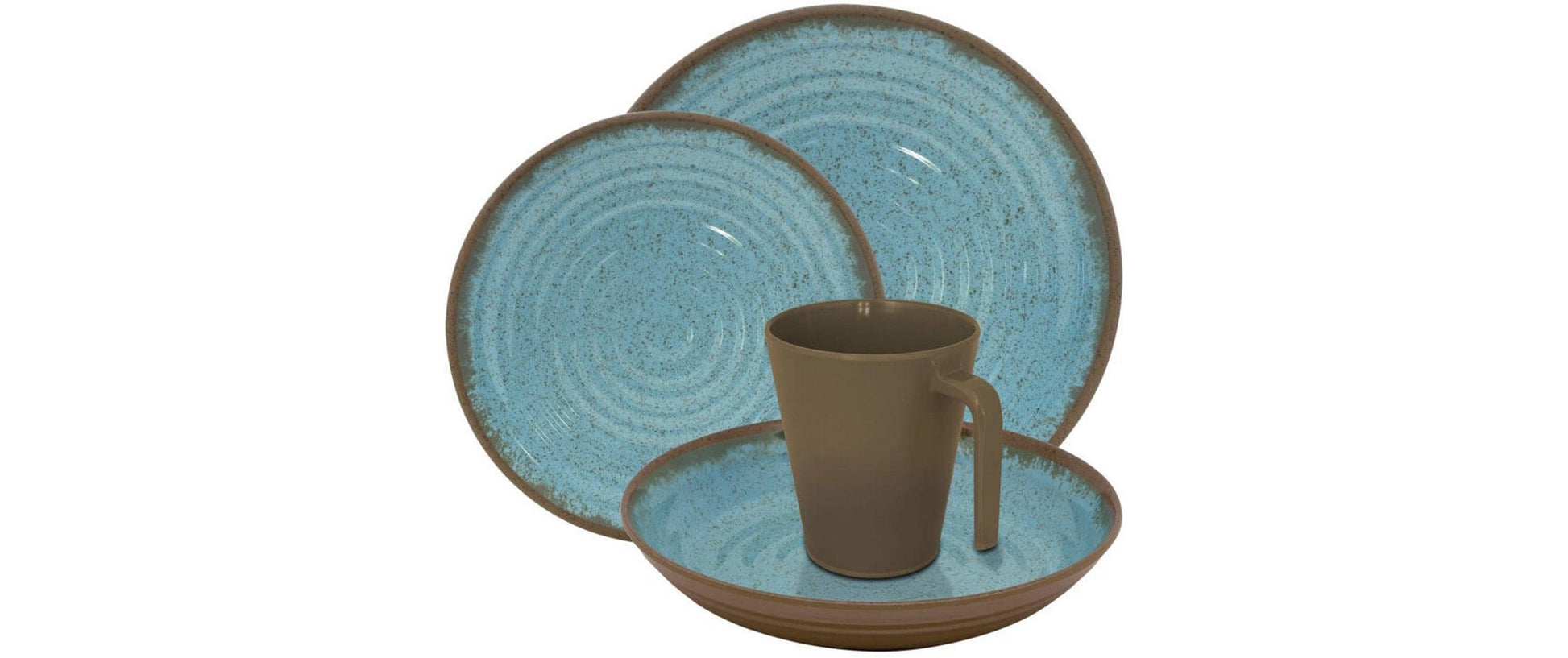 Eurotrail Ocean Melamin Geschirrset – 16-teiliges Set, Speiseteller Ø 27 cm, Melamin