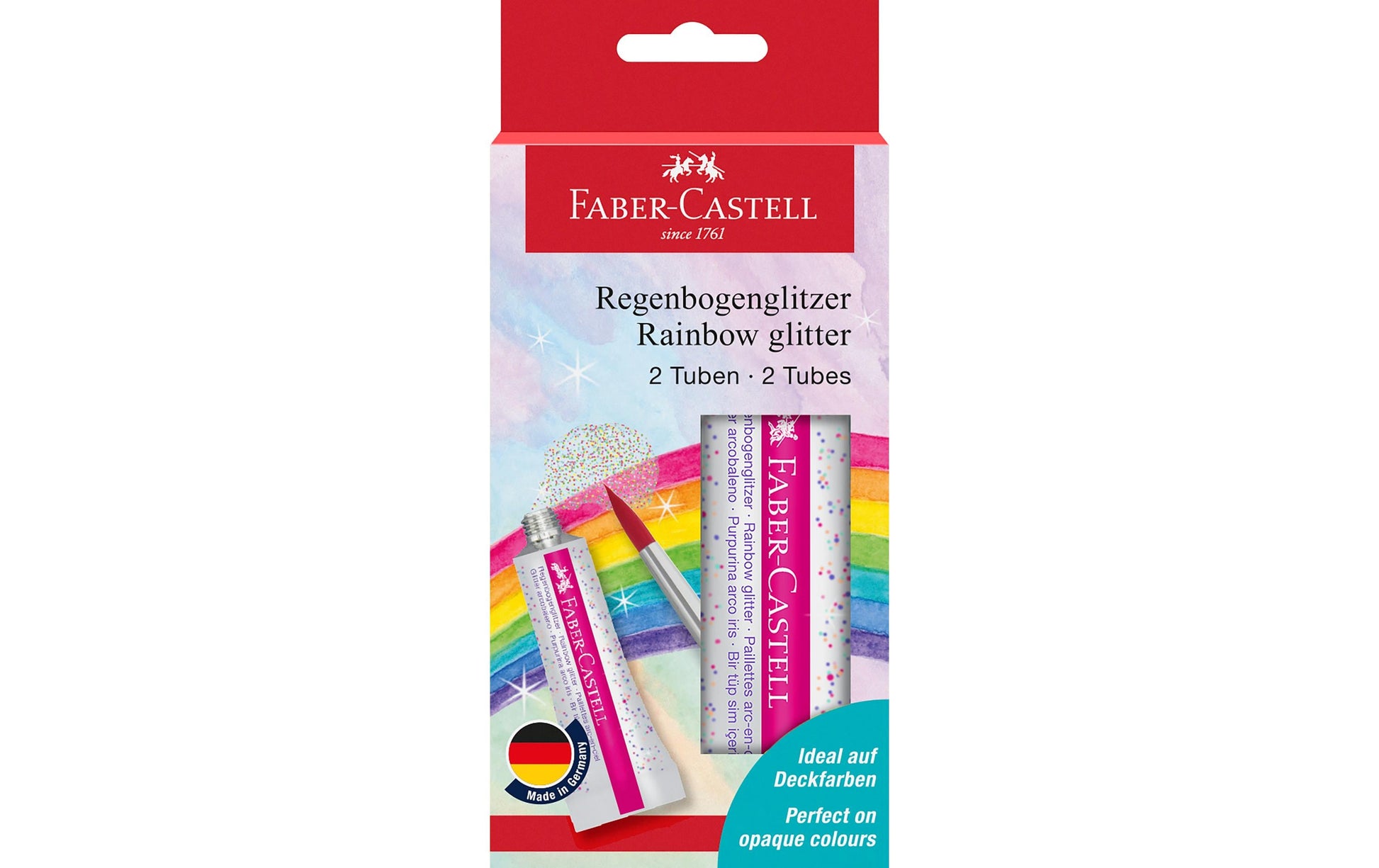 Faber-Castell Glitzerposterfarbe – Mehrfarbig, Glitter – 2 Tuben – 2×12 ml (24 ml)