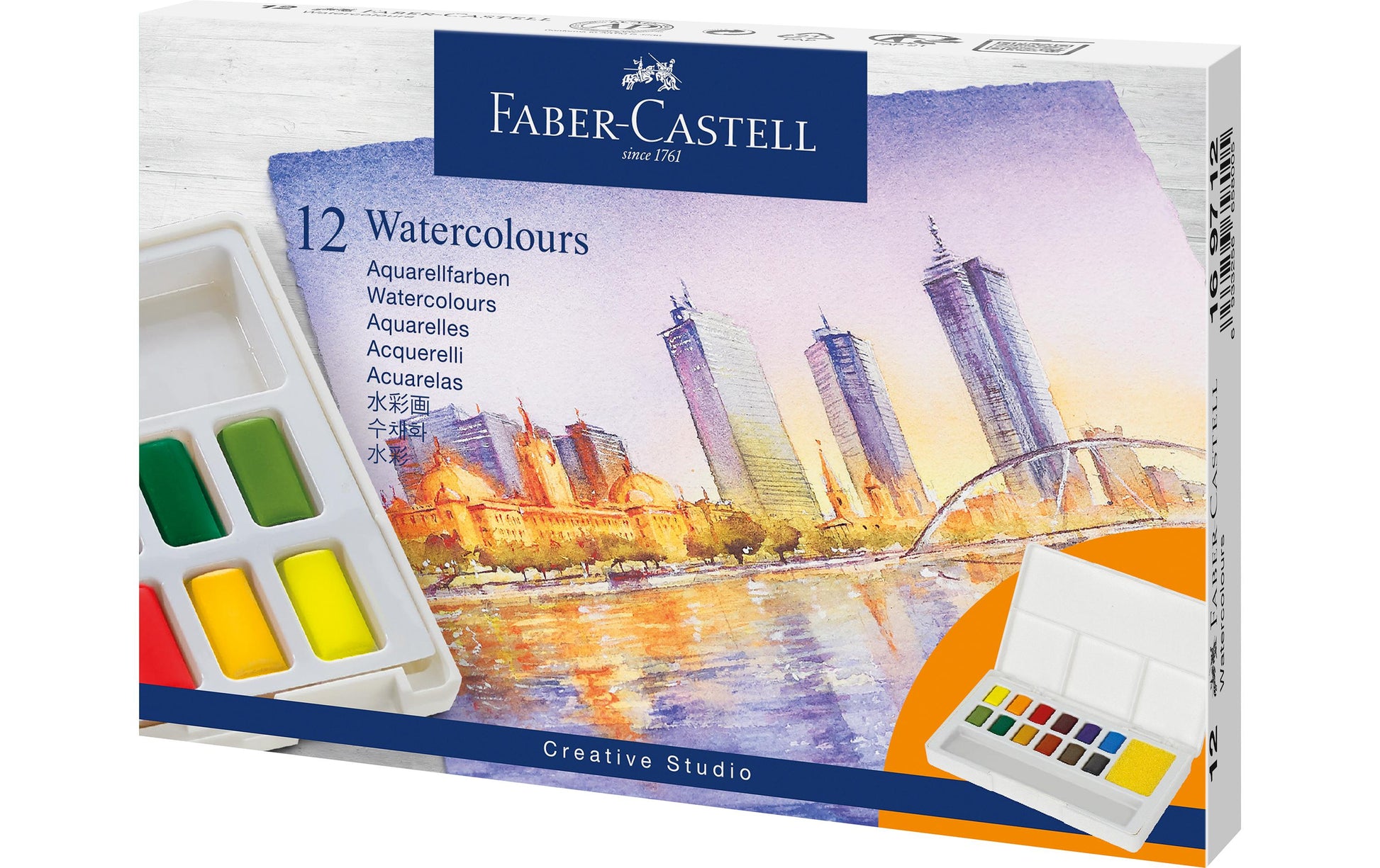 Faber-Castell Aquarellfarbe – Mehrfarbig – 12 Farben, Näpfchen