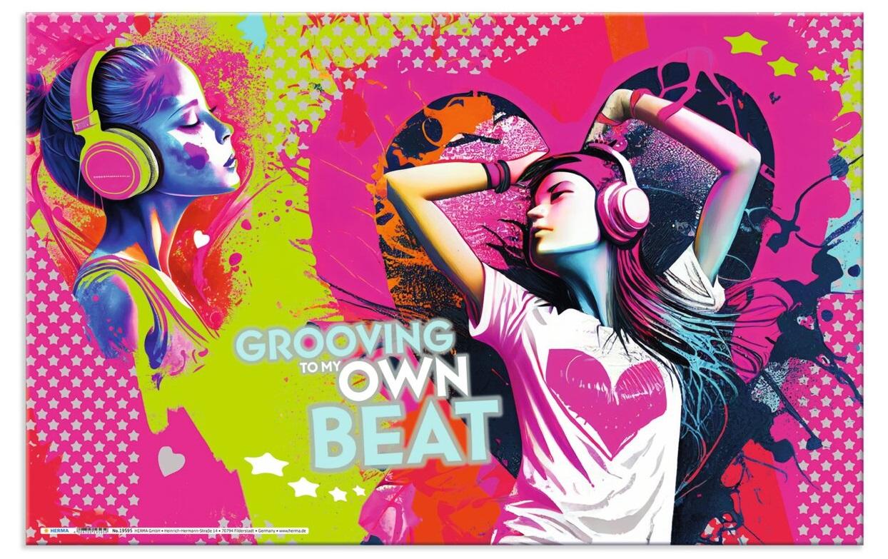 HERMA Schreibunterlage – Music Girl – 550 × 350 mm – Karton, rutschfest