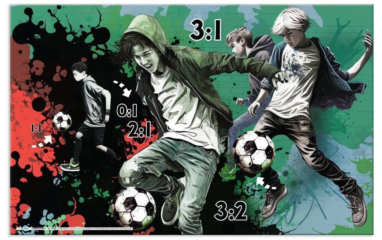 HERMA Schreibunterlage – Street Soccer – 550 × 350 mm – Kunststoff, rutschfest