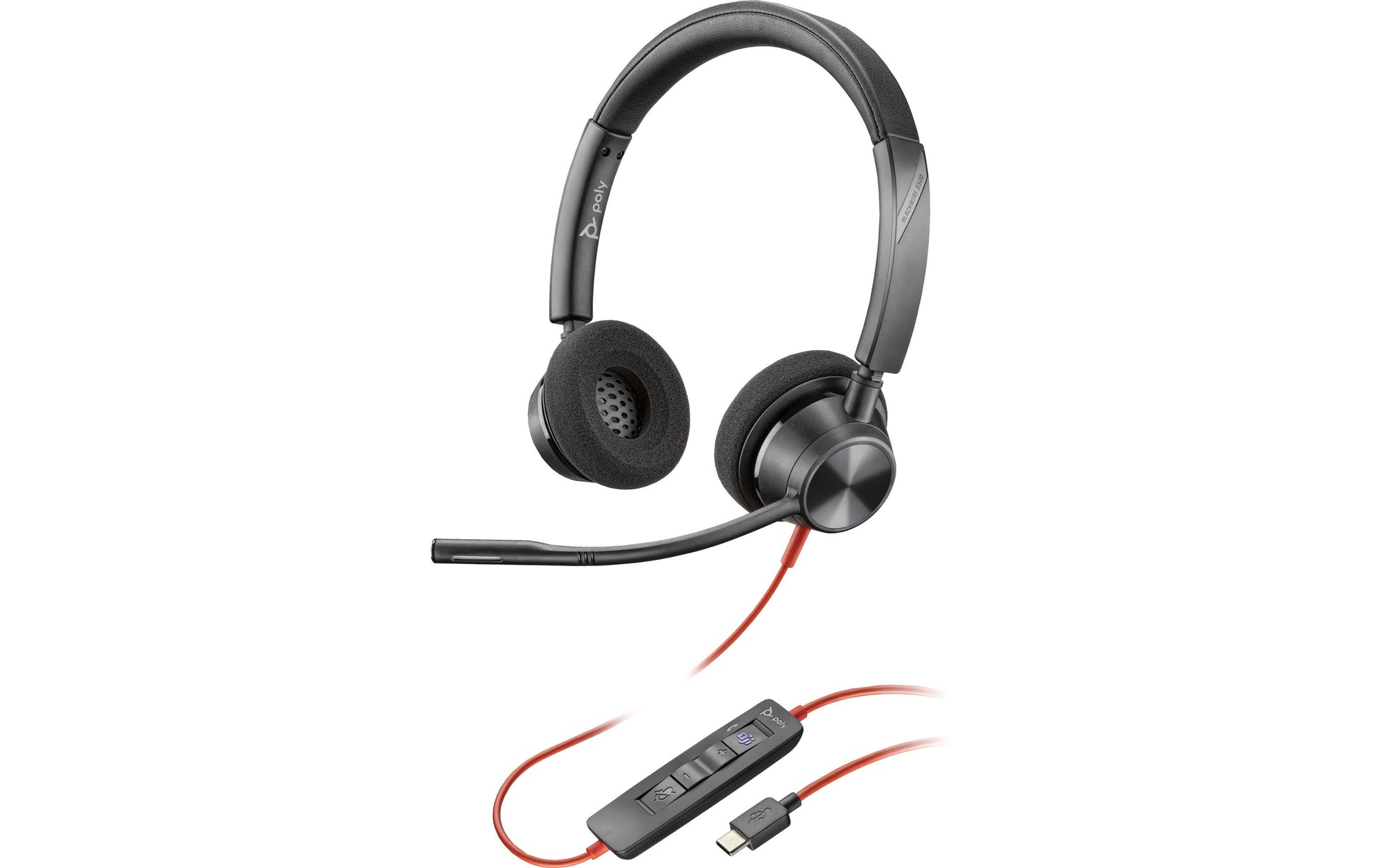 HP Poly Poly Blackwire 3320 Office-Headset – Over-Ear, Stereo, Kabel (USB-C), MS Teams zertifiziert, Schwarz