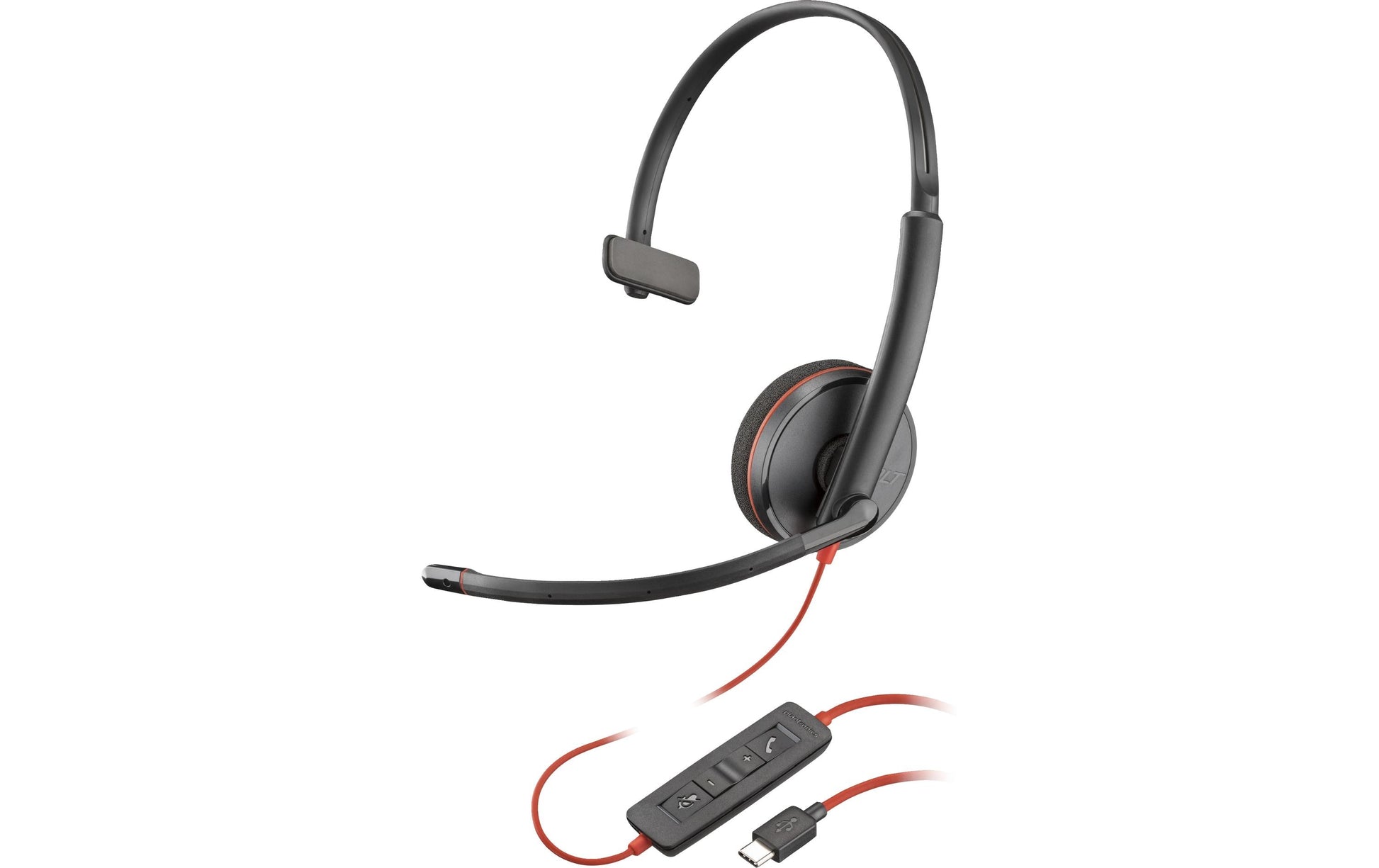 Poly Blackwire 3210 Office-Headset – On-Ear, Mono, Kabelgebunden, USB-C, Schwarz