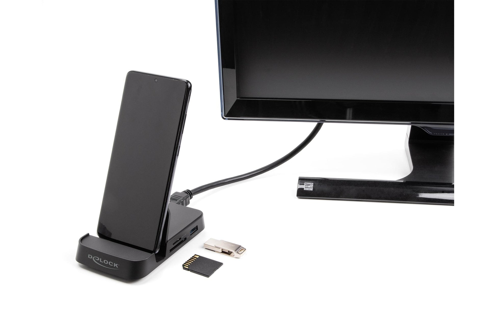 DeLOCK USB-C Dockingstation, 1× HDMI, 2× USB-A, mit Halterung – für Apple (USB-C)