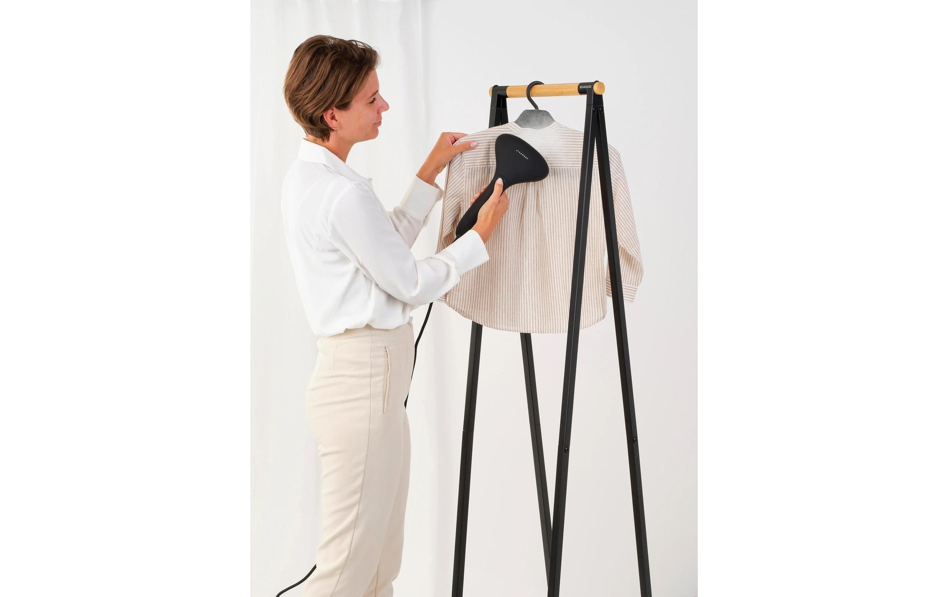 Brabantia Dampfkleiderbügel – Stoff – Schwarz – 415 × 225 × 15 mm