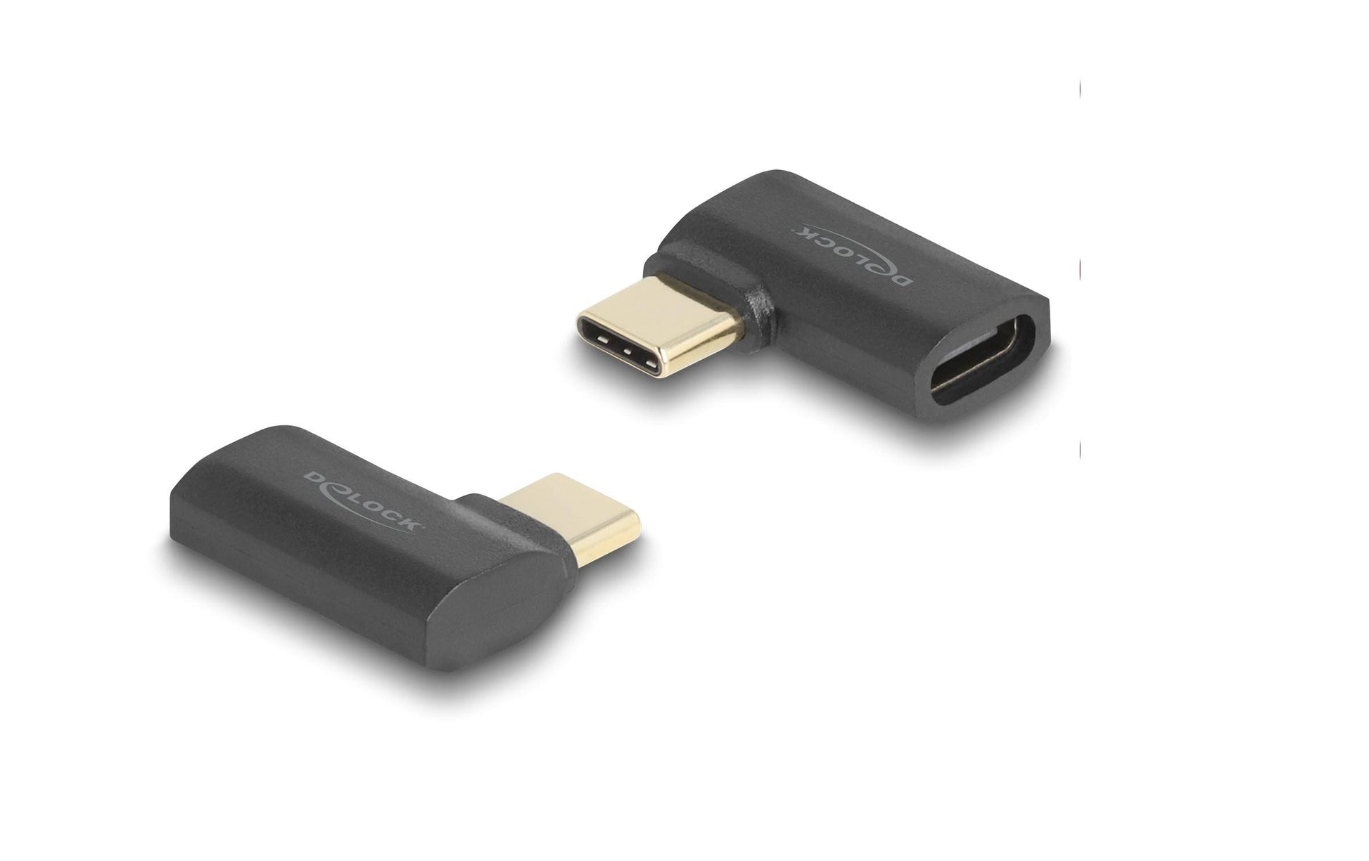 DeLOCK USB-Adapter USB-C (Stecker auf Buchse) – USB4 40 Gbit/s – PD 240 W – Abgewinkelt – Anthrazit