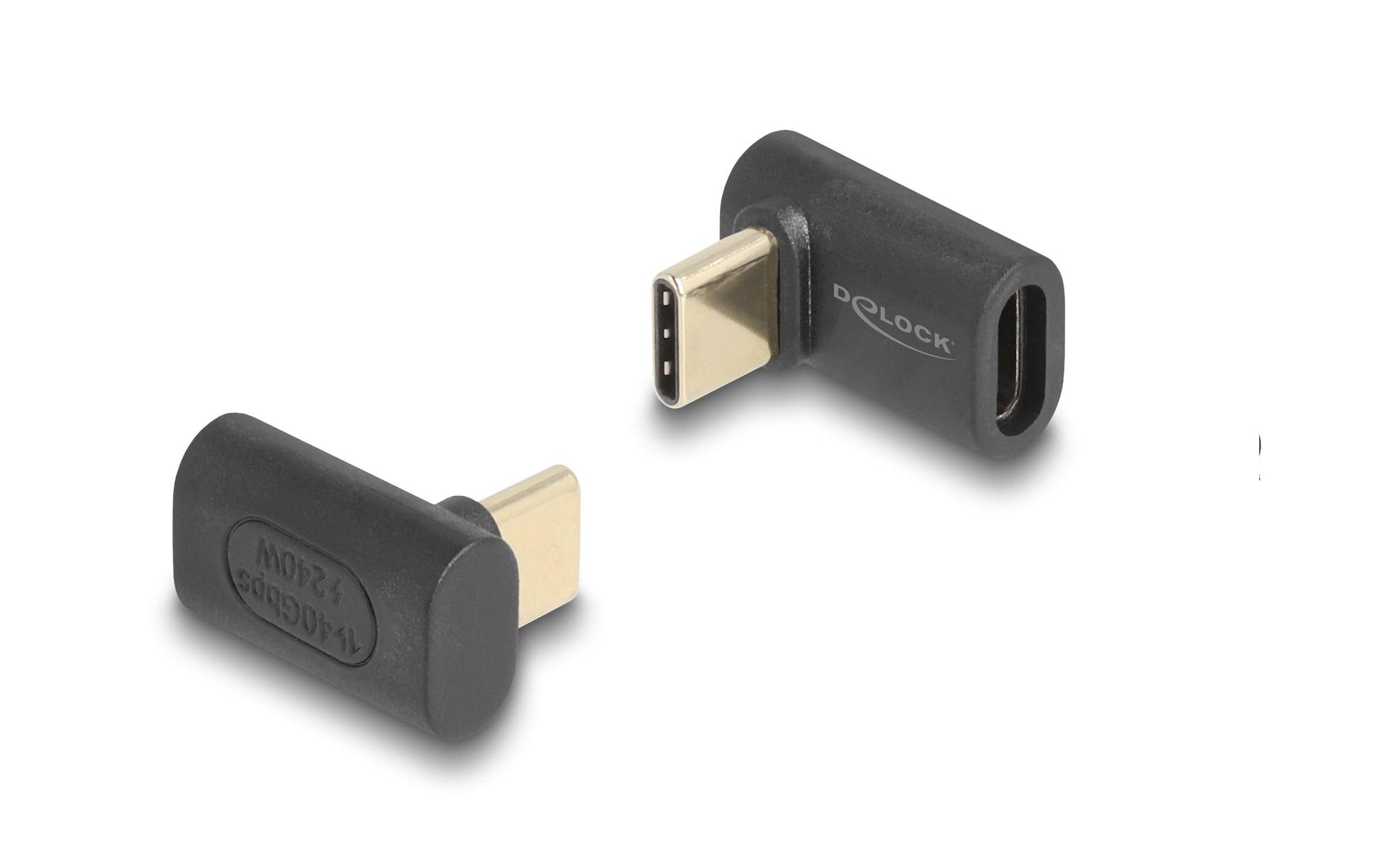 DeLOCK USB-Adapter USB-C Stecker auf USB-C Buchse – USB4 40 Gbit/s – PD 240 W – 8K/60 – Abgewinkelt, Optisch