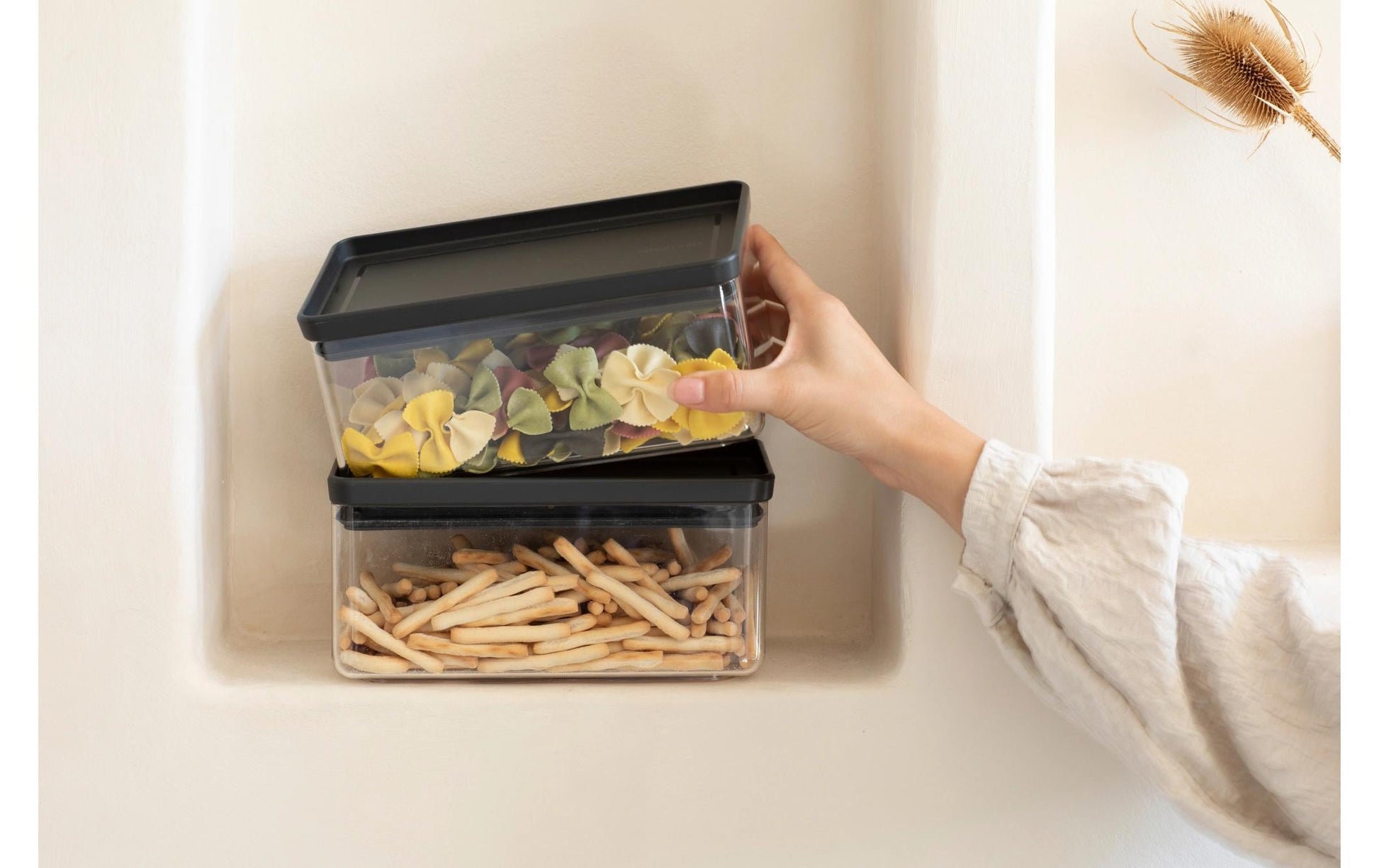 Brabantia Tasty+ – Vorratsdose 1,5 l, 22,1 × 11,1 × 10,6 cm, Kunststoff, Transparent