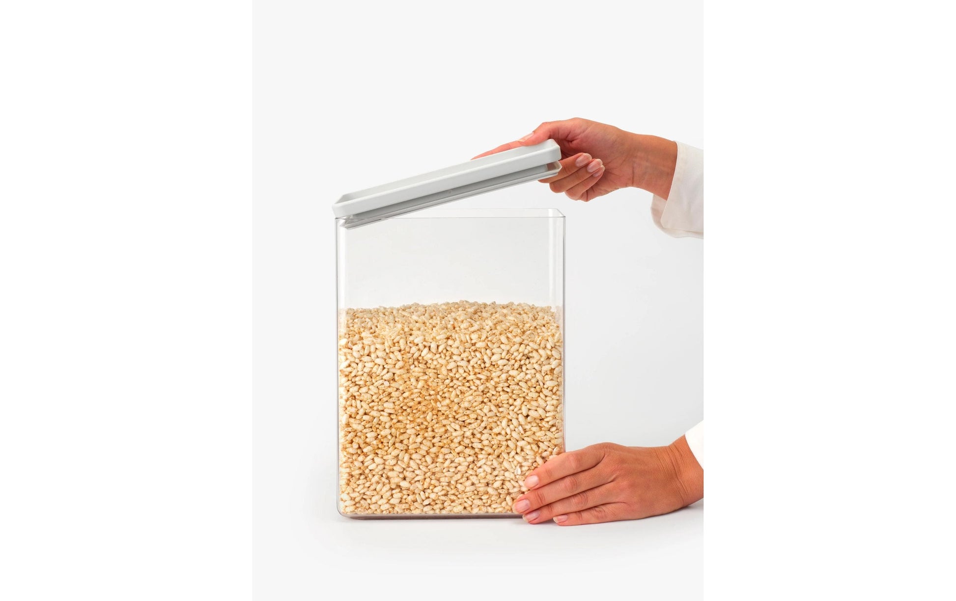 Brabantia Tasty+ – Vorratsdose 5,4 l, 22,1 × 11,1 × 29,6 cm, Kunststoff, hellgrau/transparent