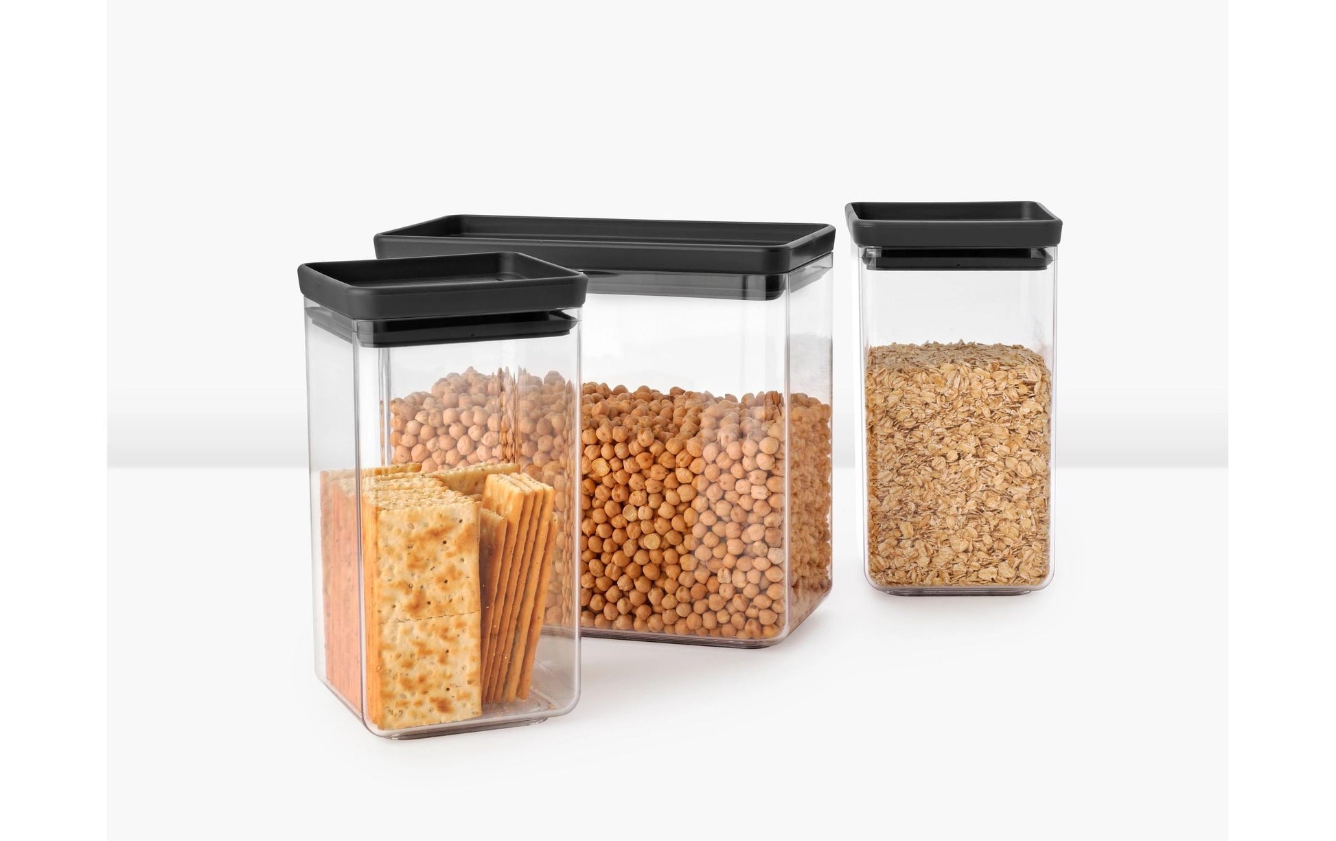 Brabantia Vorratsdose 3er-Set, 3,5 l, 1,6 l, 1,6 l, 22 × 11,1 × 20,1 cm, Kunststoff, Transparent