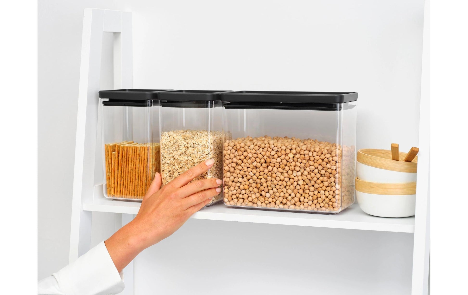 Brabantia Vorratsdose 3er-Set, 3,5 l, 1,6 l, 1,6 l, 22 × 11,1 × 20,1 cm, Kunststoff, Transparent