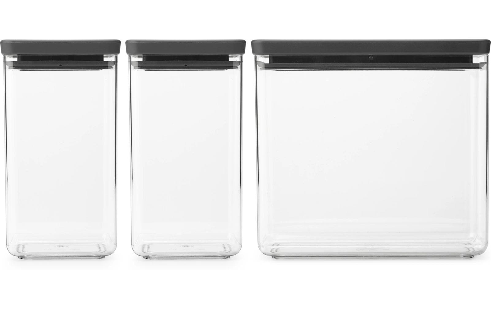 Brabantia Vorratsdose 3er-Set, 3,5 l, 1,6 l, 1,6 l, 22 × 11,1 × 20,1 cm, Kunststoff, Transparent