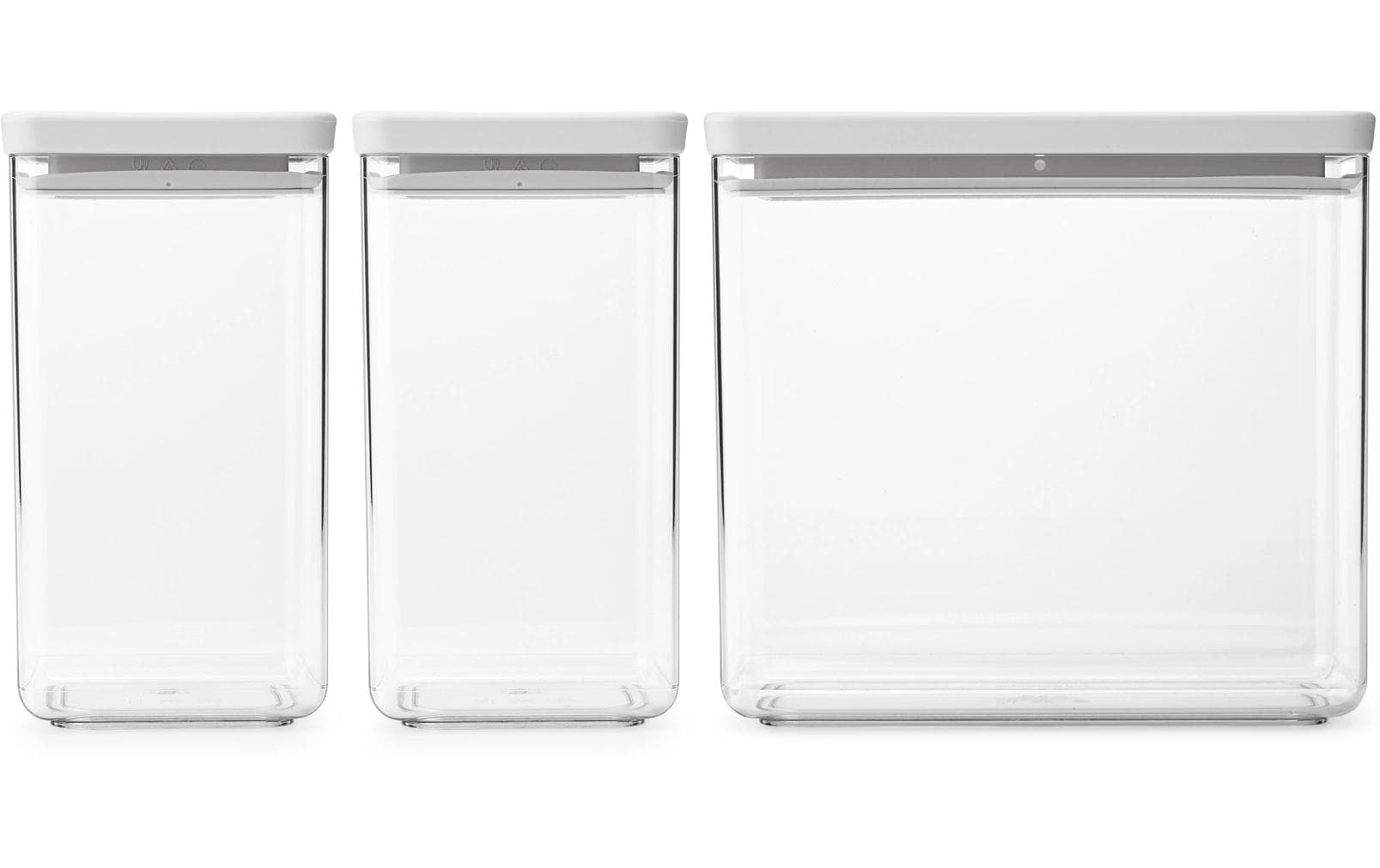 Brabantia Vorratsdose Tasty+ – 3,5 l + 2 × 1,6 l – eckig – transparent – 3 Stück