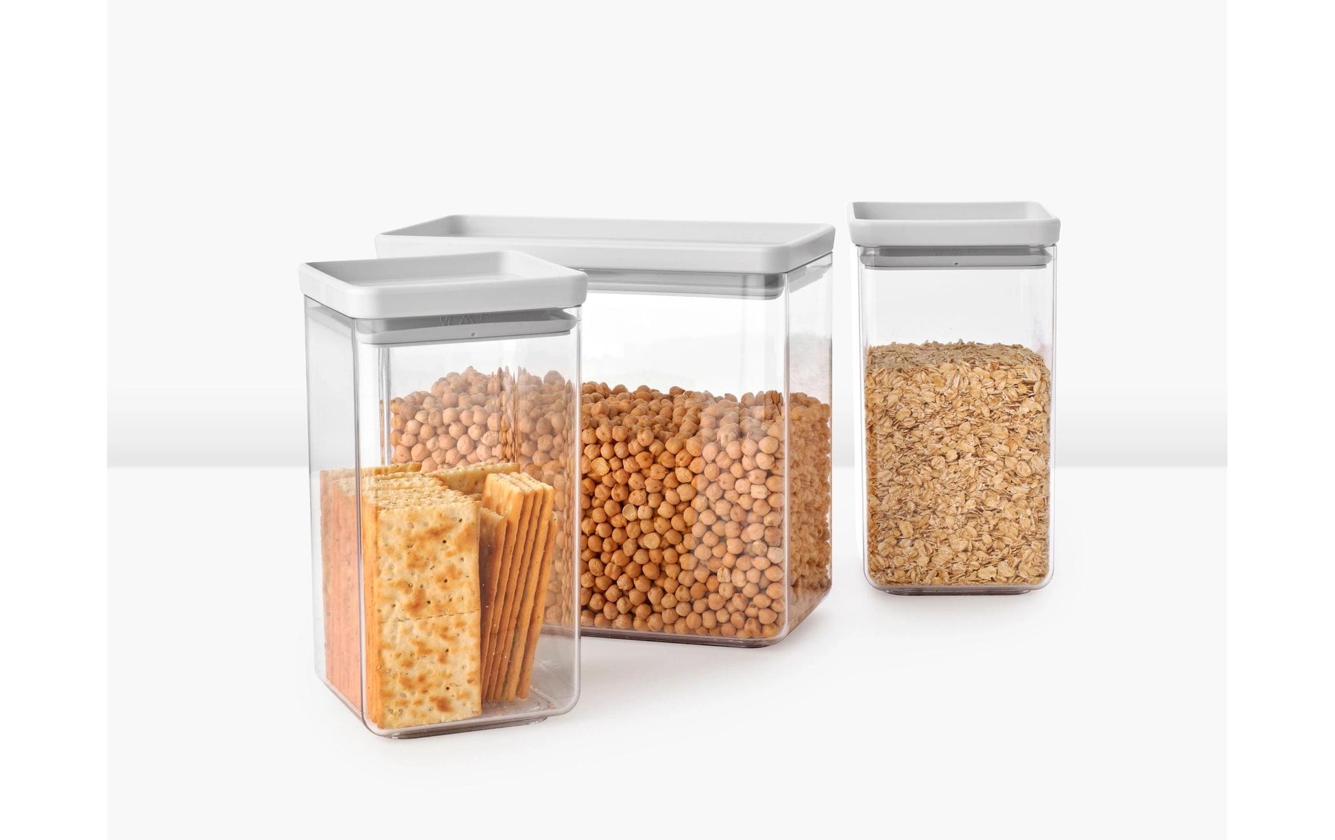 Brabantia Vorratsdose Tasty+ – 3,5 l + 2 × 1,6 l – eckig – transparent – 3 Stück