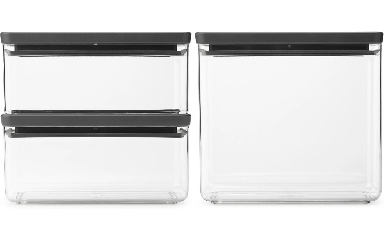 Brabantia Vorratsdose Tasty+ – 6,5 l – Rechteckig – 66,3 × 20,1 × 11,1 cm – Kunststoff – Transparent – 3 Stück