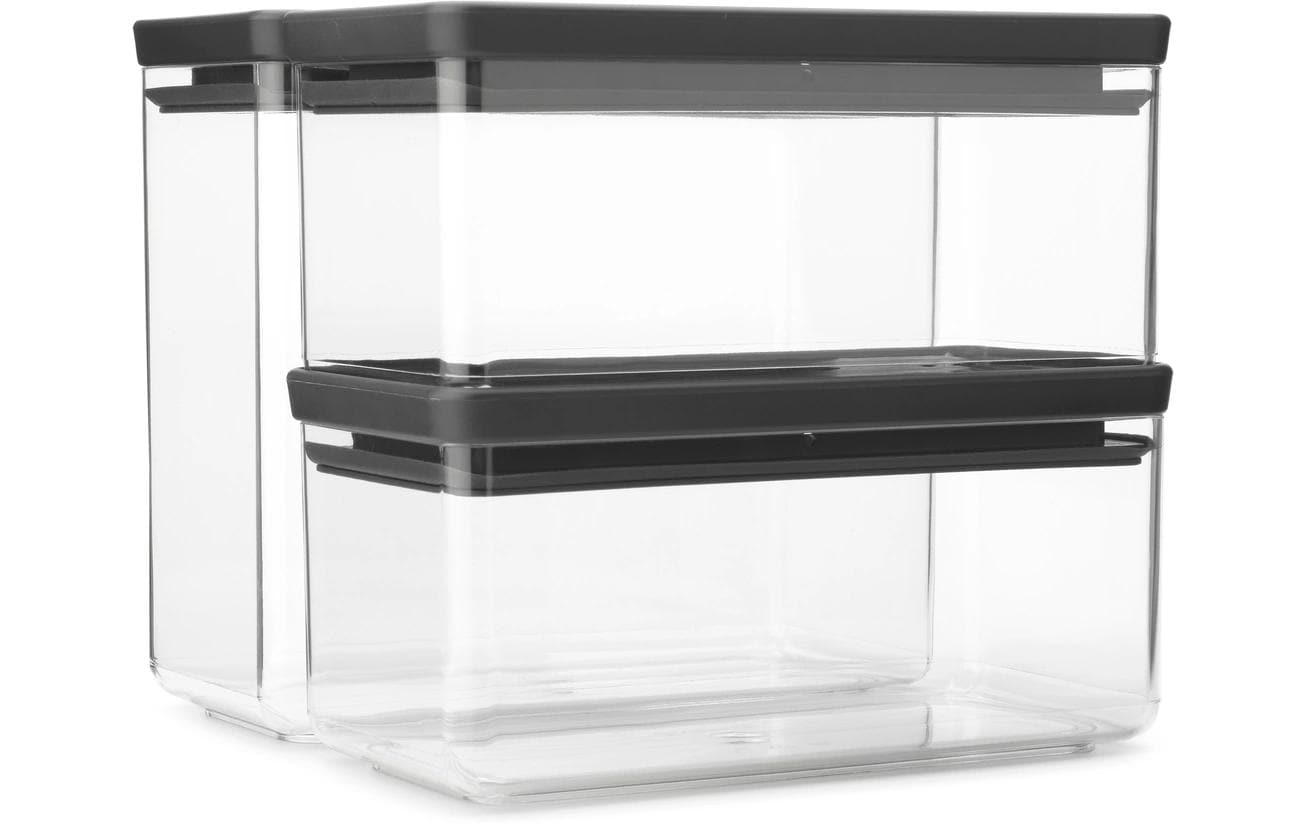 Brabantia Vorratsdose Tasty+ – 6,5 l – Rechteckig – 66,3 × 20,1 × 11,1 cm – Kunststoff – Transparent – 3 Stück