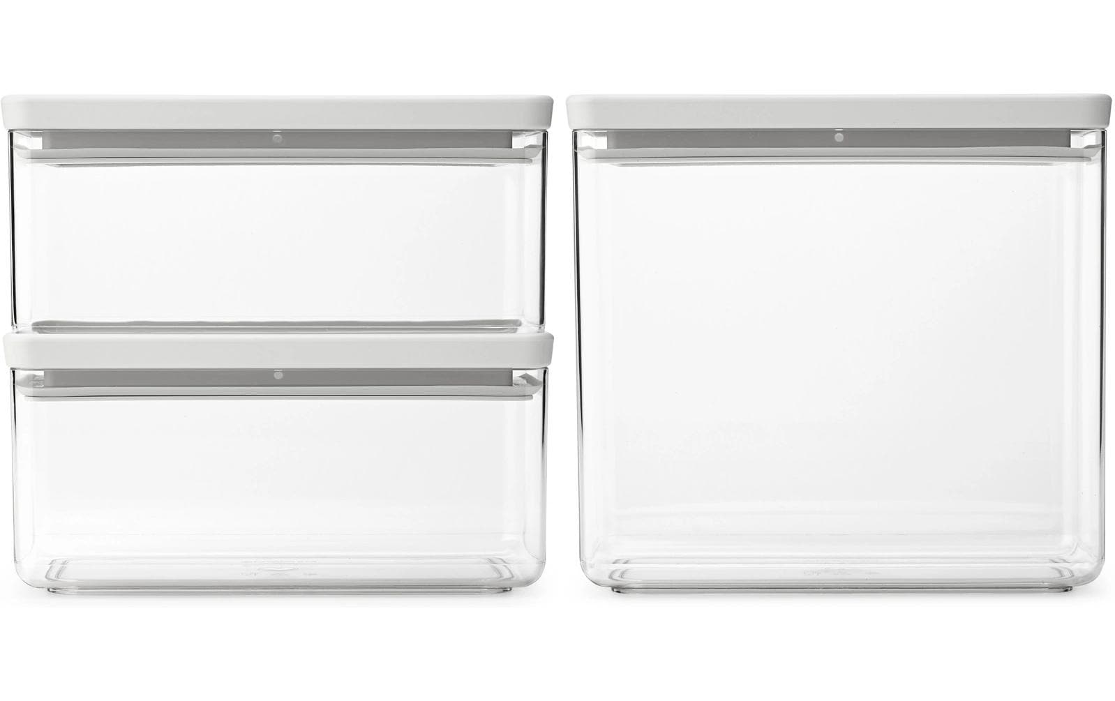 Brabantia Vorratsdose 3er-Set, 3,5 l + 1,5 l + 1,5 l, Kunststoff, transparent/hellgrau