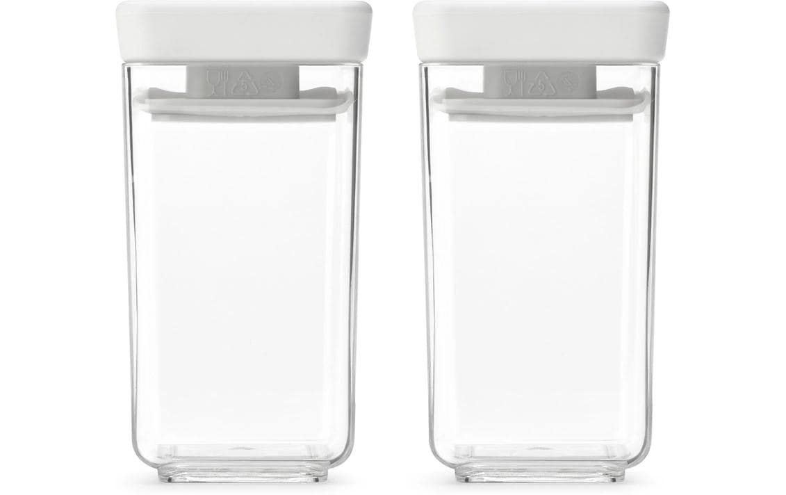 Brabantia Vorratsdose 150 ml, 5,7 × 5,7 × 10,6 cm, Kunststoff, hellgrau/transparent, 2er-Set