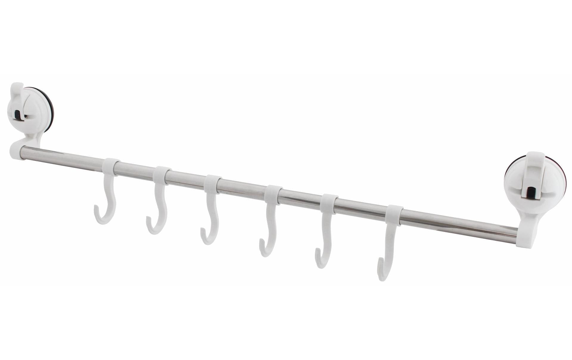 Eurotrail ETKW8046 Wandgarderobe 6 Haken – Edelstahl – Weiss – 425 × 45 × 83 mm