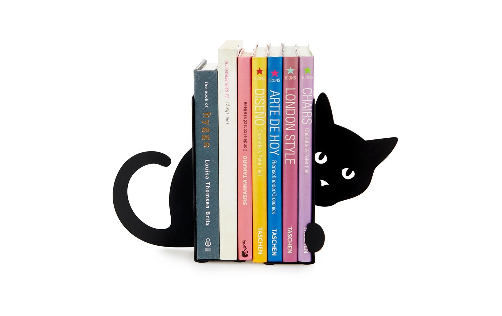 Trendform Buchstützen – 2er-Set, schwarz, Metall, B 100 × H 135 × T 160 mm