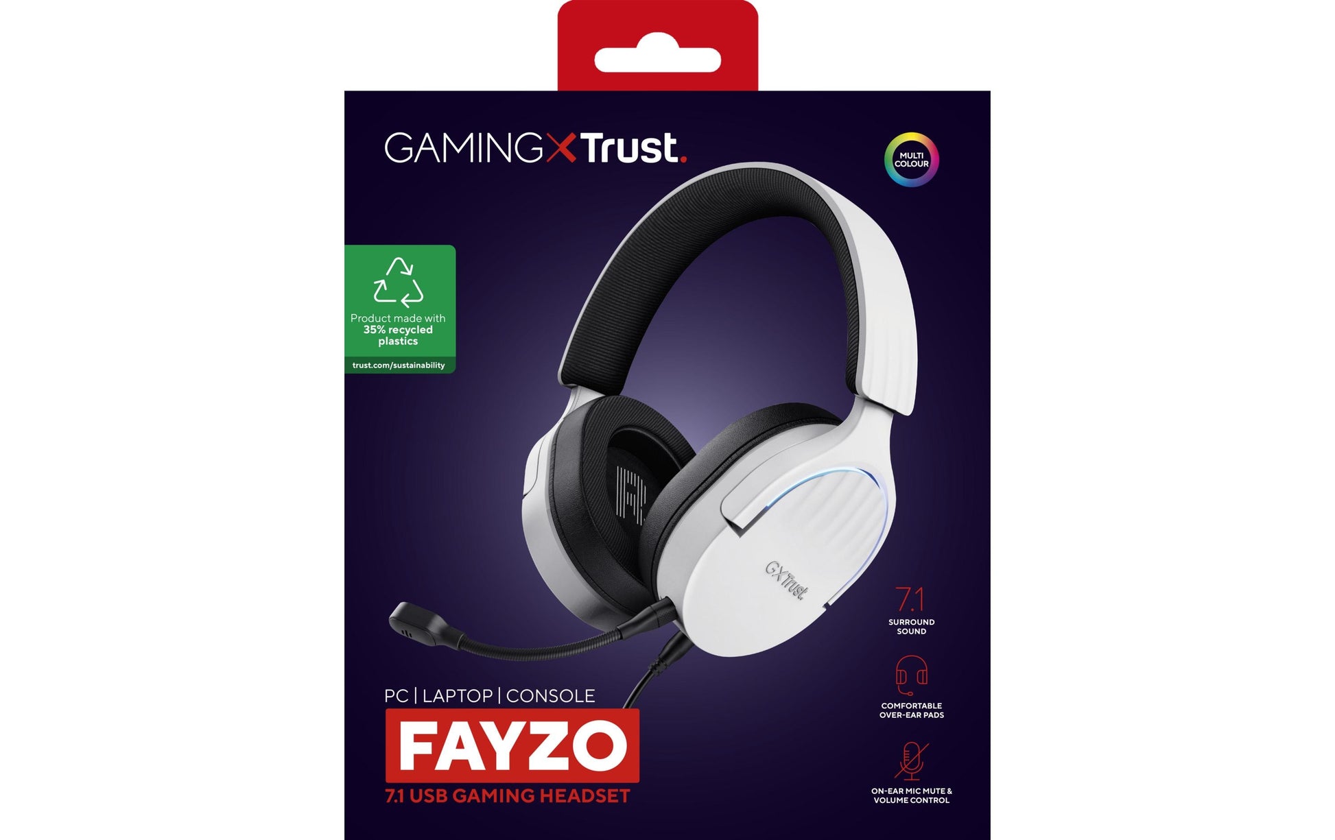 Trust GXT490 FAYZO Gaming-Headset – Over-Ear, Stereo, Verkabelt (USB-A), ANC, Weiss