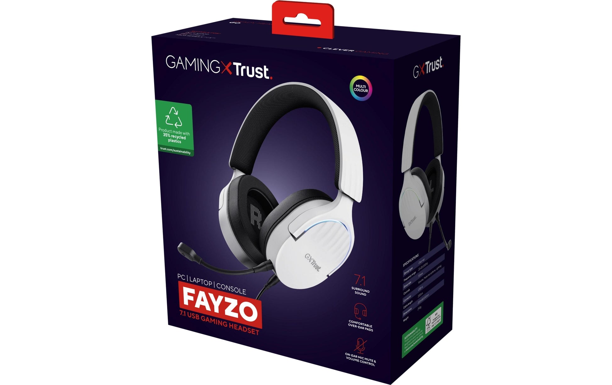 Trust GXT490 FAYZO Gaming-Headset – Over-Ear, Stereo, Verkabelt (USB-A), ANC, Weiss